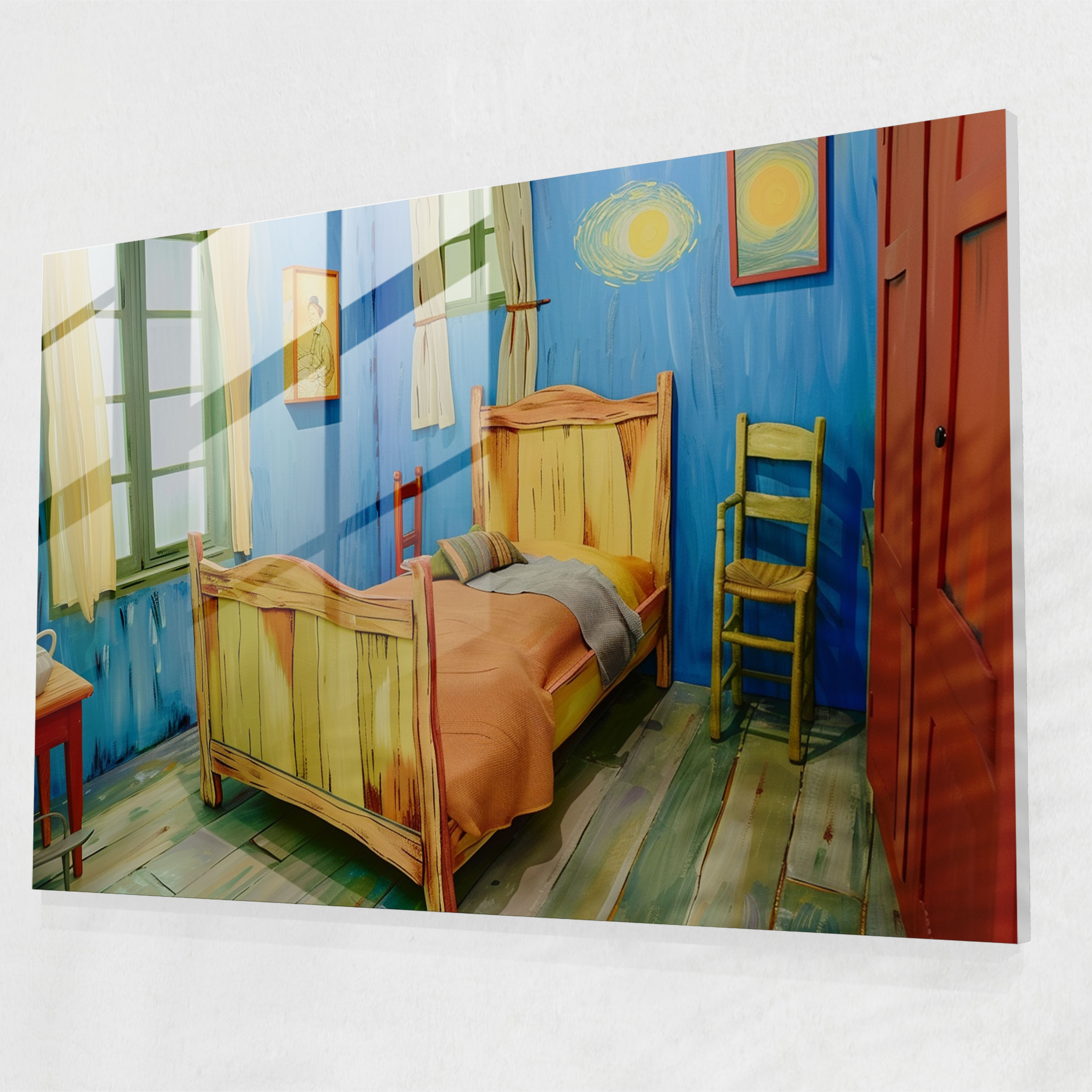 Vincent Van Gogh Glass Wall Art: Cozy Bedroom Retreat - Vincent Van Gogh, Wall Decoration, Glass Wall Art, Home Decoration