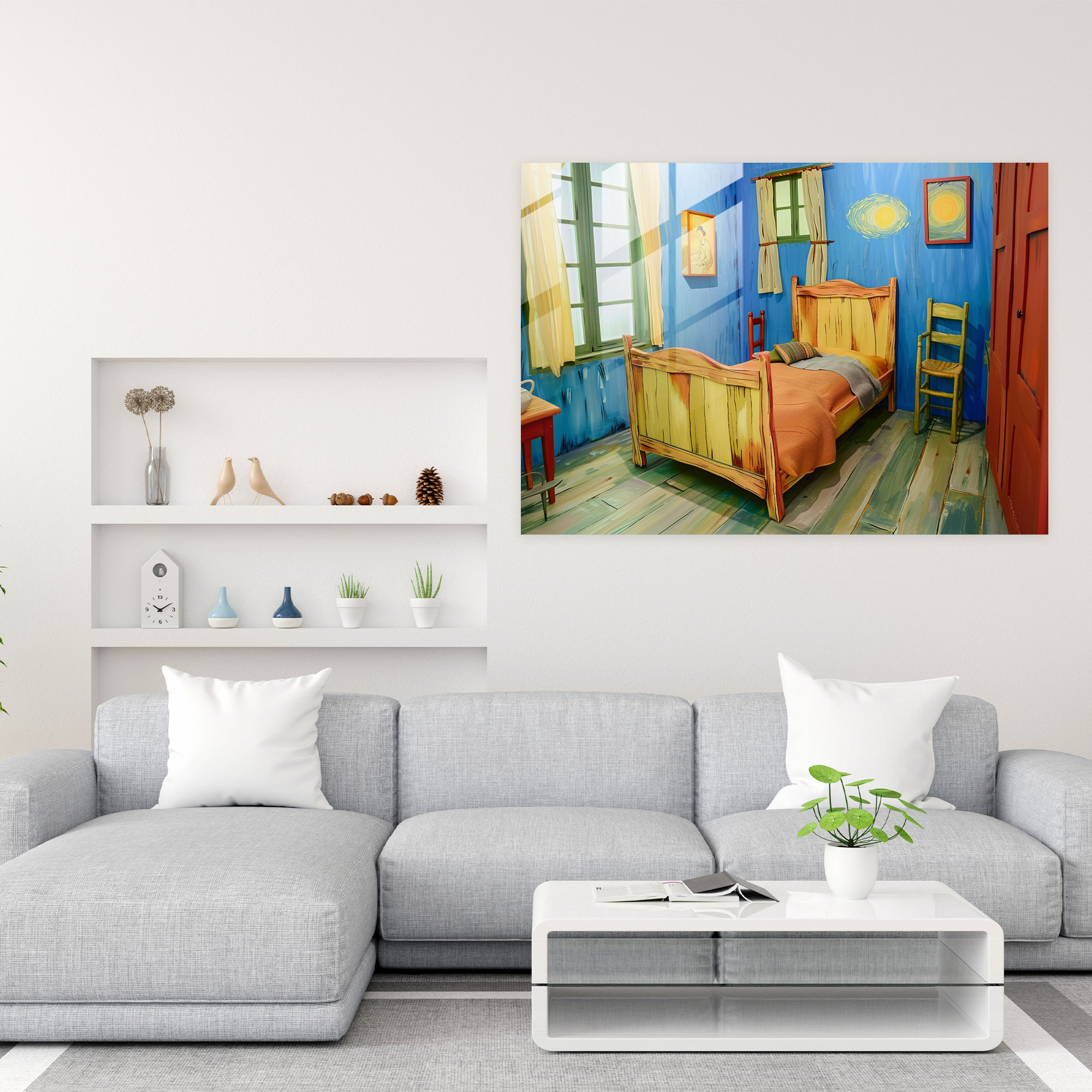 Vincent Van Gogh Glass Wall Art: Cozy Bedroom Retreat - Vincent Van Gogh, Wall Decoration, Glass Wall Art, Home Decoration