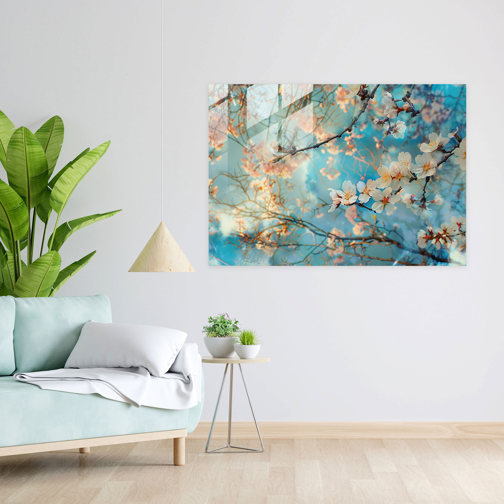 Vincent Van Gogh Glass Art: Whimsical Almond Blossom Garden - Vincent Van Gogh, Home Decoration, Modern Art, Glass Art