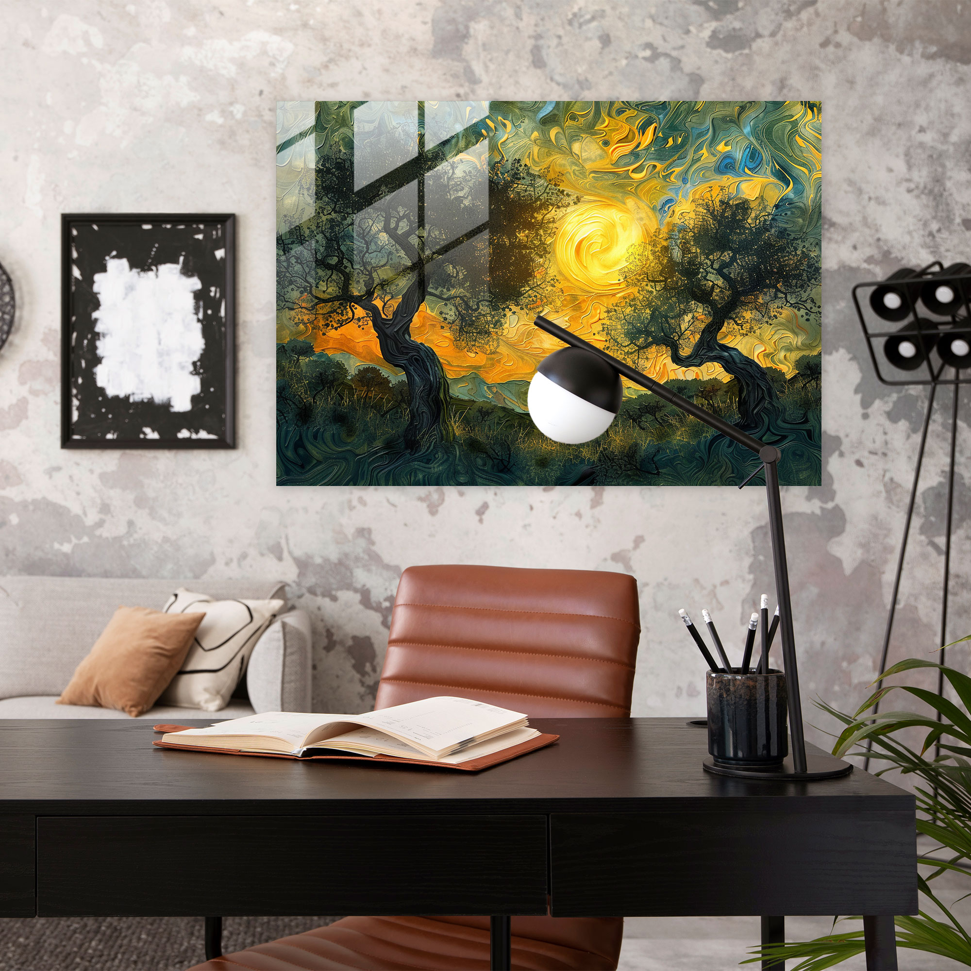 Vincent Van Gogh Glass Print: Surreal Olive Trees Dream - Vincent Van Gogh, Glass Wall Art, Modern Art, Glass Print