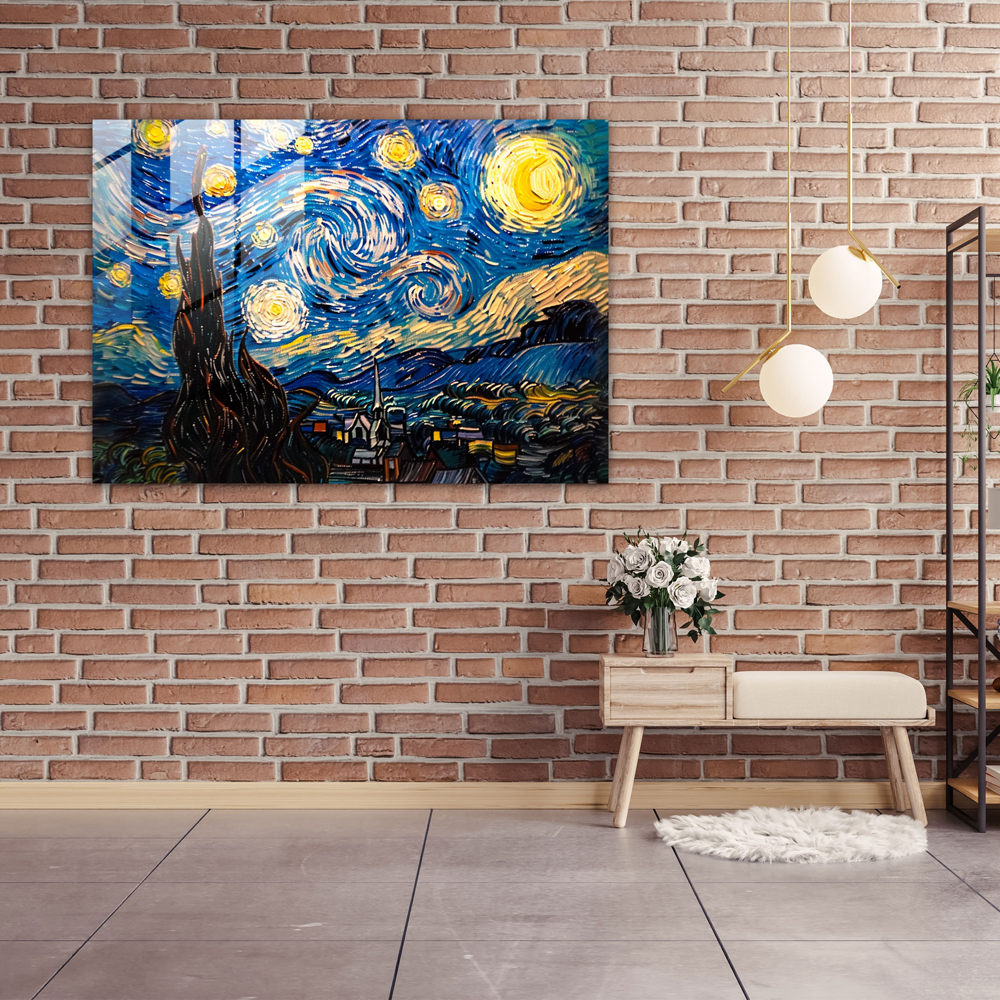 Starry Night Glass Print - Vincent Van Gogh, Modern Art, Glass Print, Wall Decoration