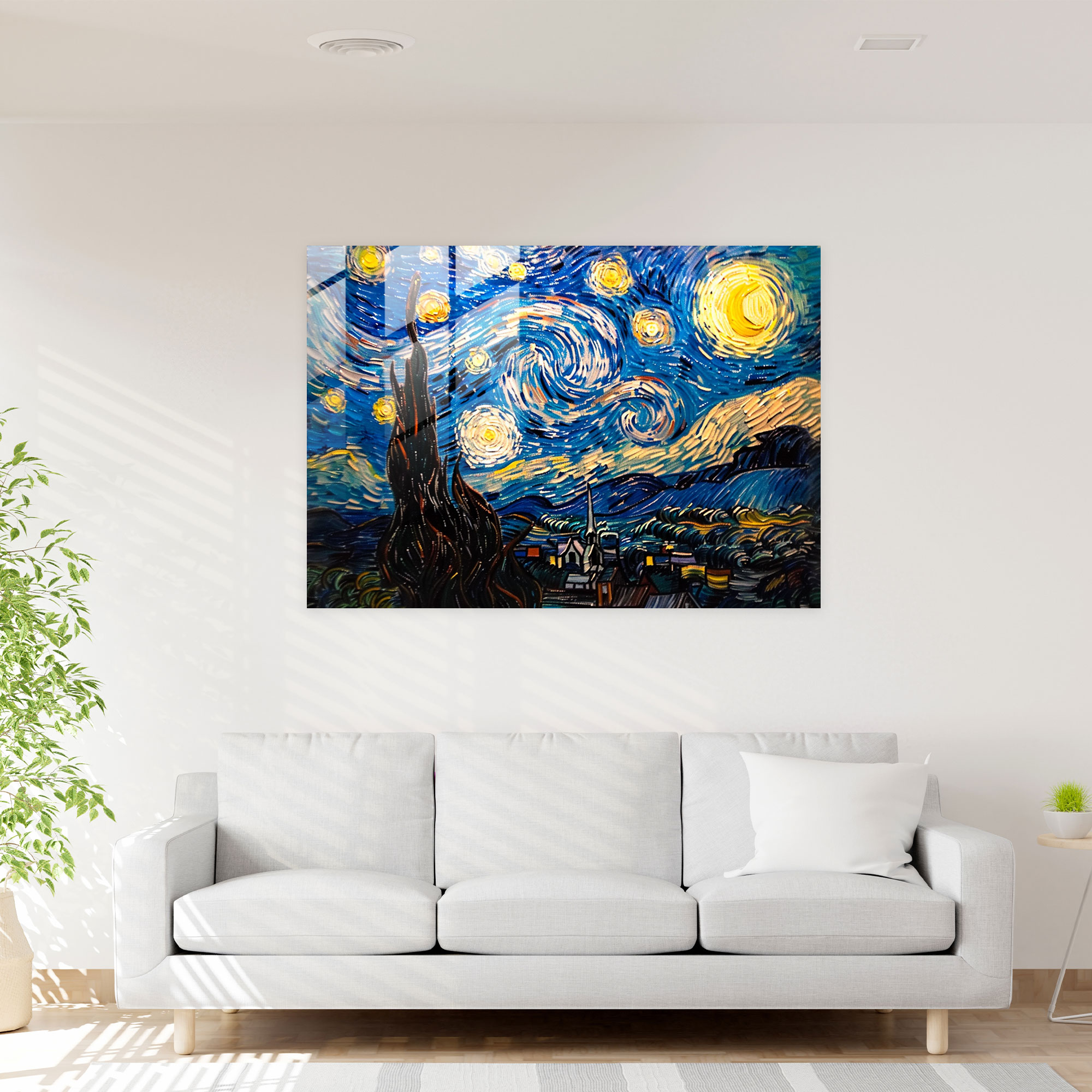 Starry Night Glass Print - Vincent Van Gogh, Modern Art, Glass Print, Wall Decoration