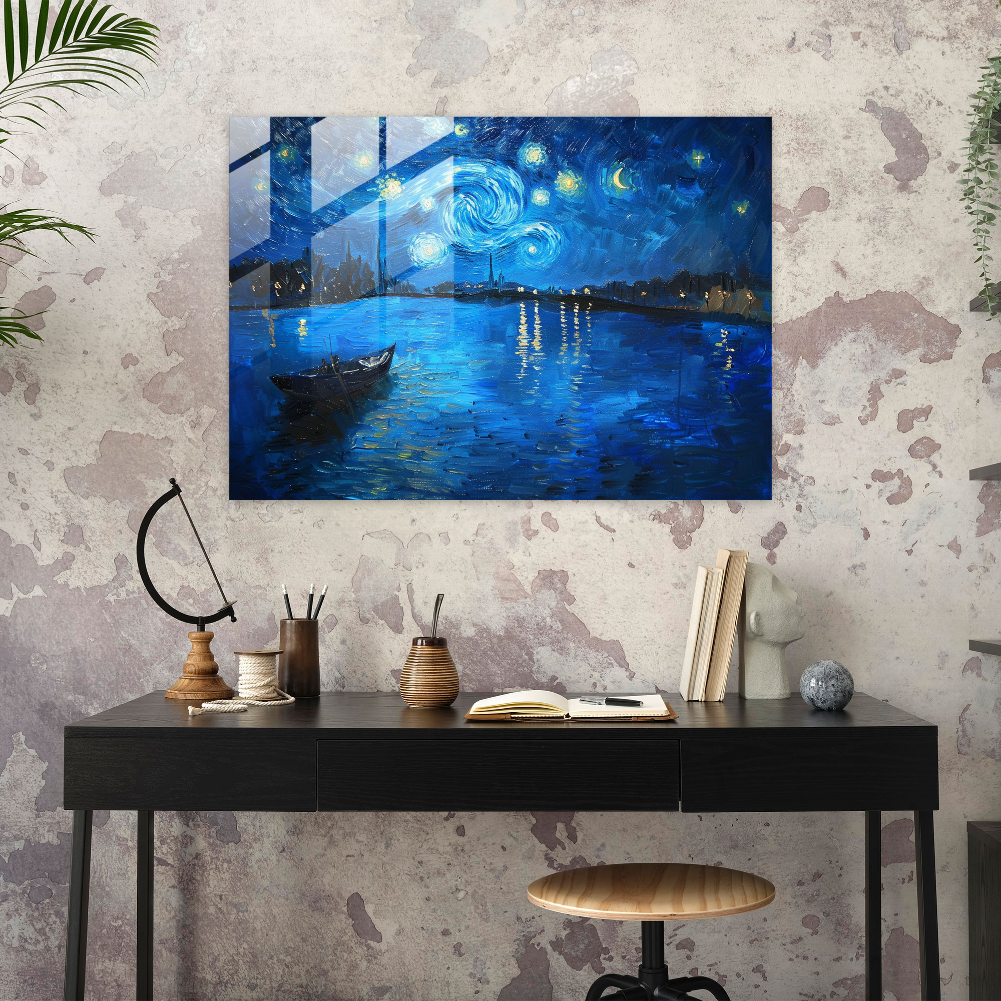 Starry Night Over The Rhone Glass Print - Vincent Van Gogh, Home Decoration, Vincent Van Gogh, Glass Wall Art