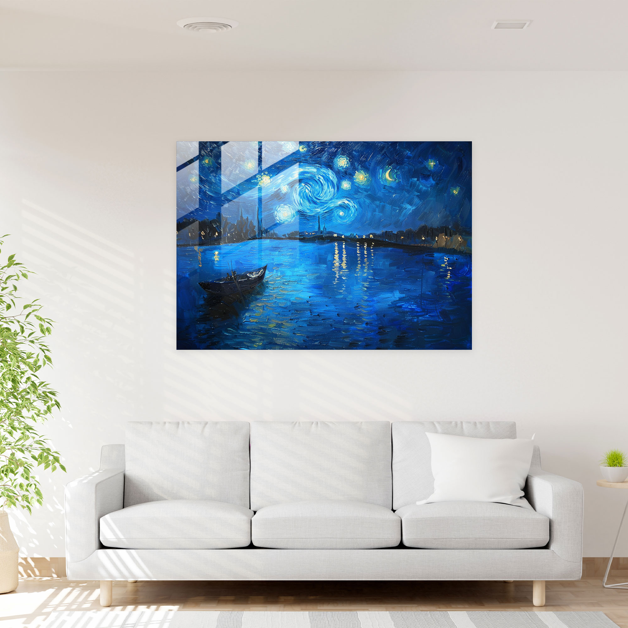 Starry Night Over The Rhone Glass Print - Vincent Van Gogh, Home Decoration, Vincent Van Gogh, Glass Wall Art