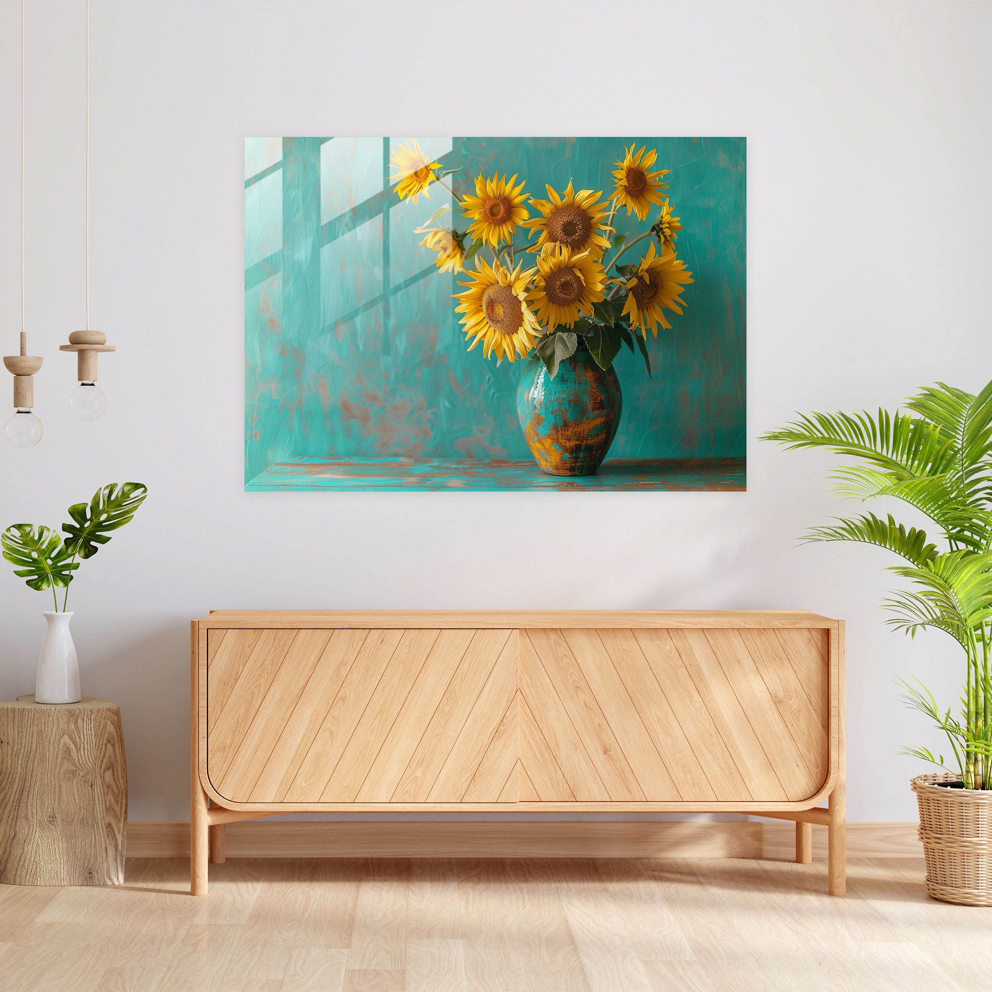 Vase With Twelve Sunflowers Glass Wall Art - Vincent Van Gogh, Glass Wall Art, Vincent Van Gogh, Home Decoration