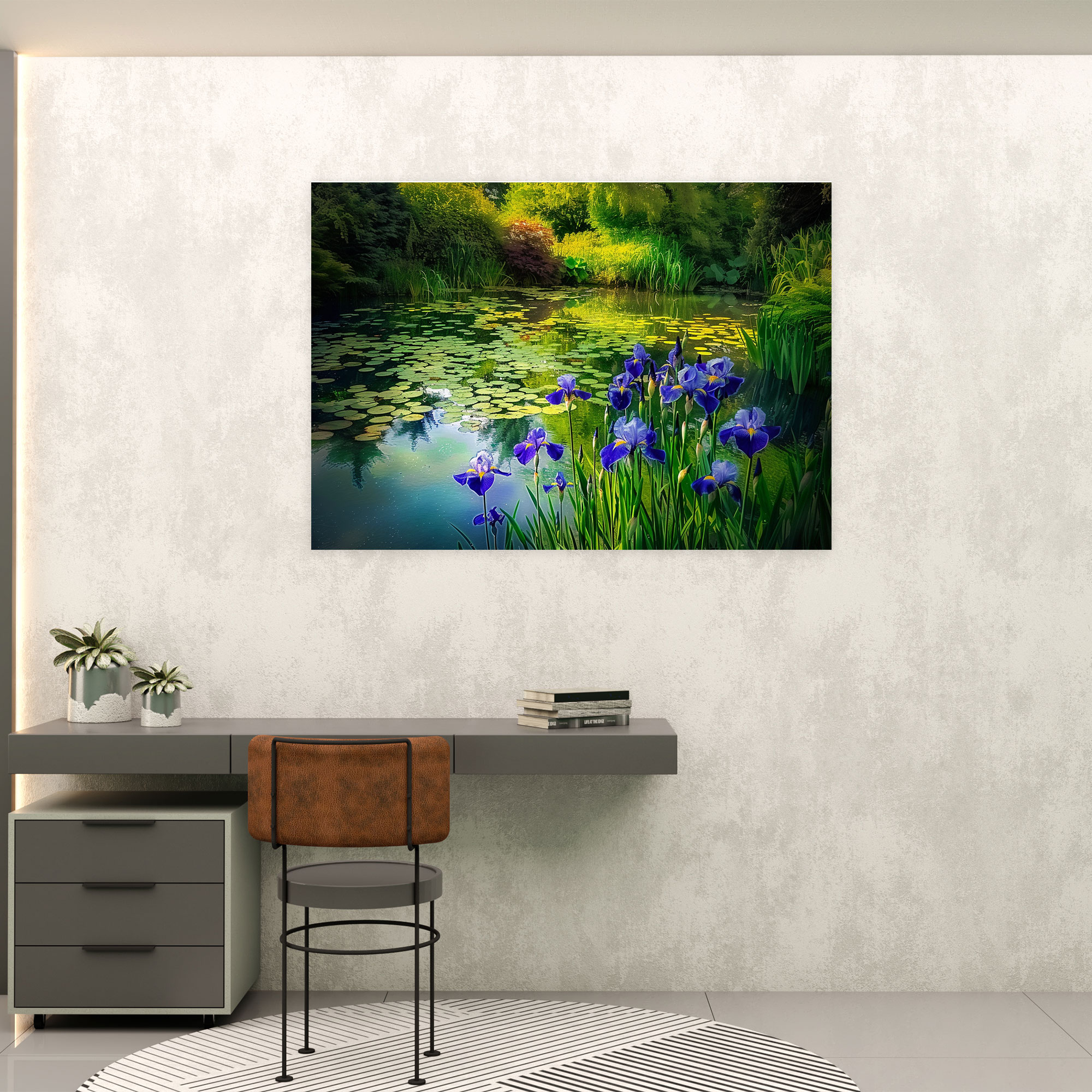 Irises In Serene Garden Canvas Print - Vincent Van Gogh, Home Decoration, Wall Decoration, Canvas