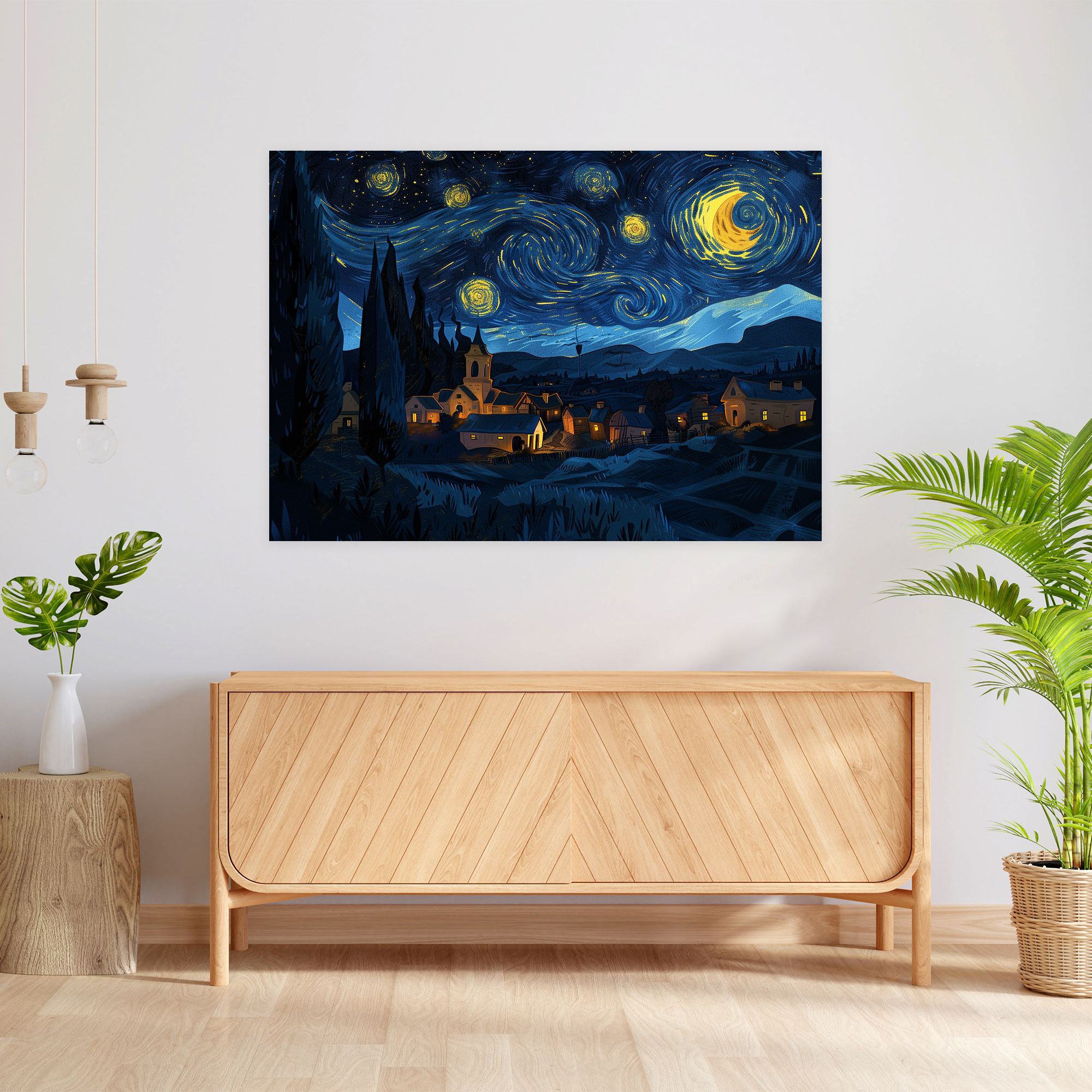 Vincent Van Gogh Starry Night Village Canvas Print - Vincent Van Gogh, Vincent Van Gogh, Home Decoration, Canvas Wall Art