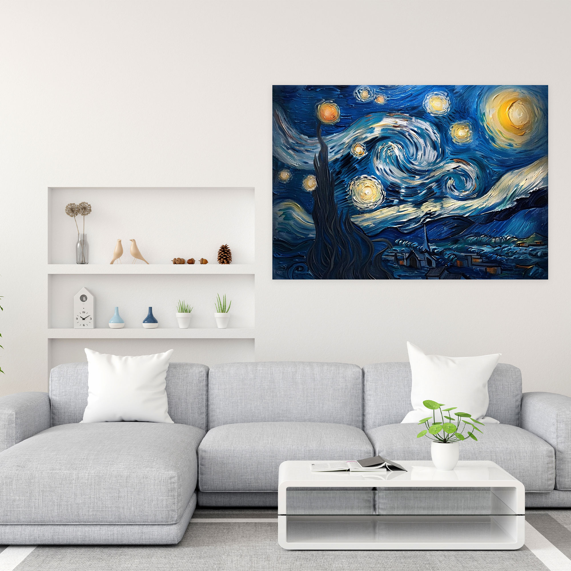 Vincent Van Gogh Yıldızlı Gece Kanvas Tablo - Vincent Van Gogh Kanvas Tablo Duvar Sanatı