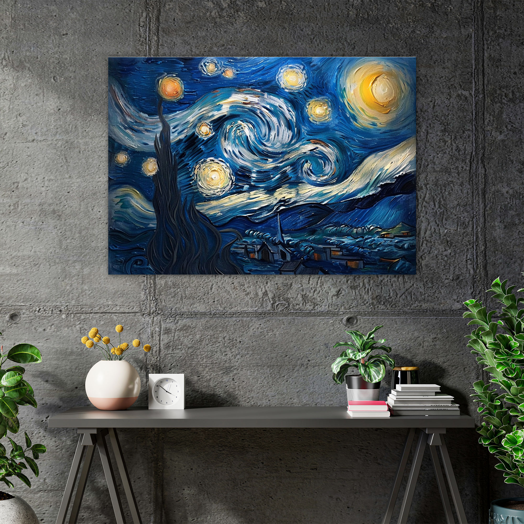Vincent Van Gogh Yıldızlı Gece Kanvas Tablo - Vincent Van Gogh Kanvas Tablo Duvar Sanatı