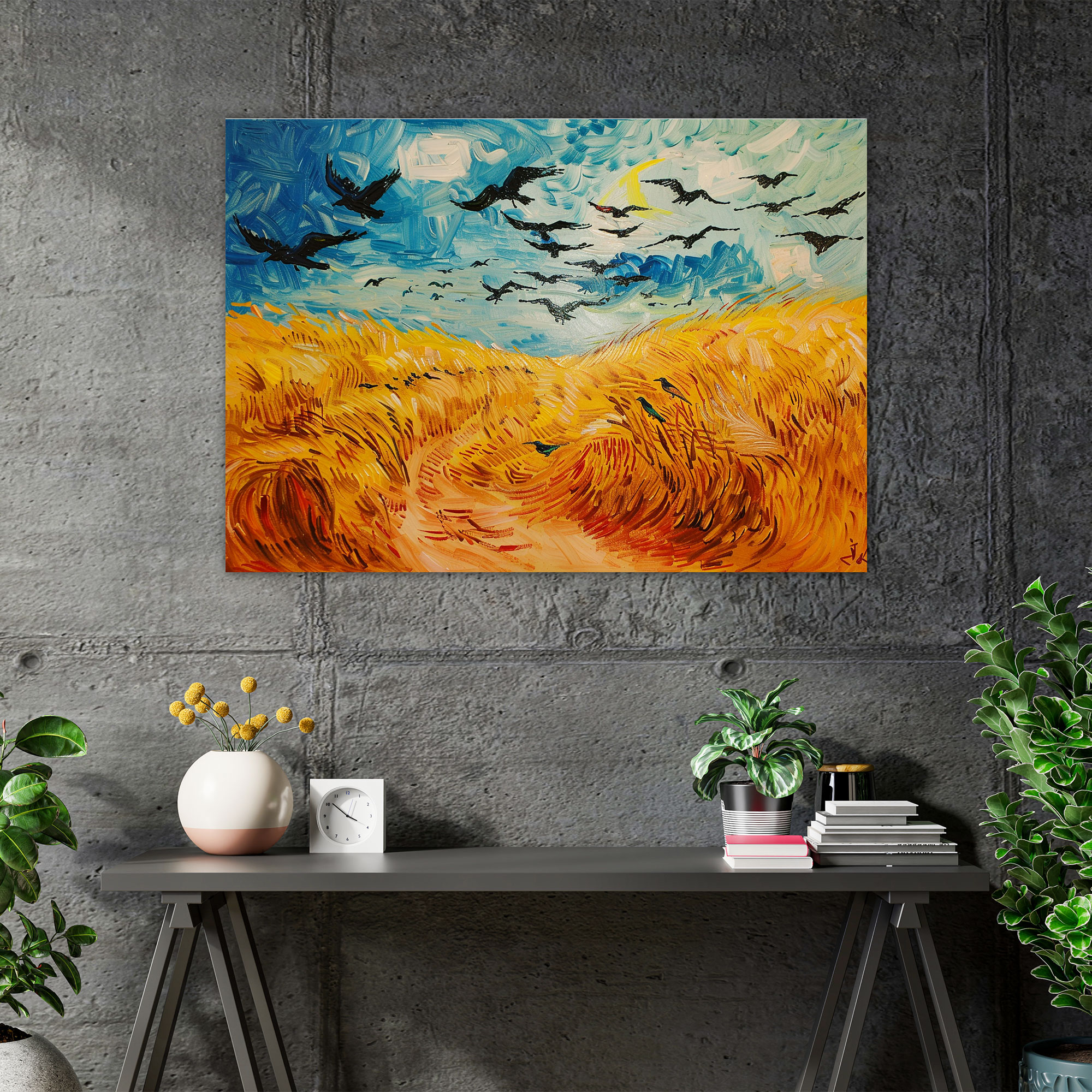 Vincent Van Gogh Kuzeylerde Buğday Tarlası Duvar Sanatı - Ev Dekorasyonu Kanvas Tablo