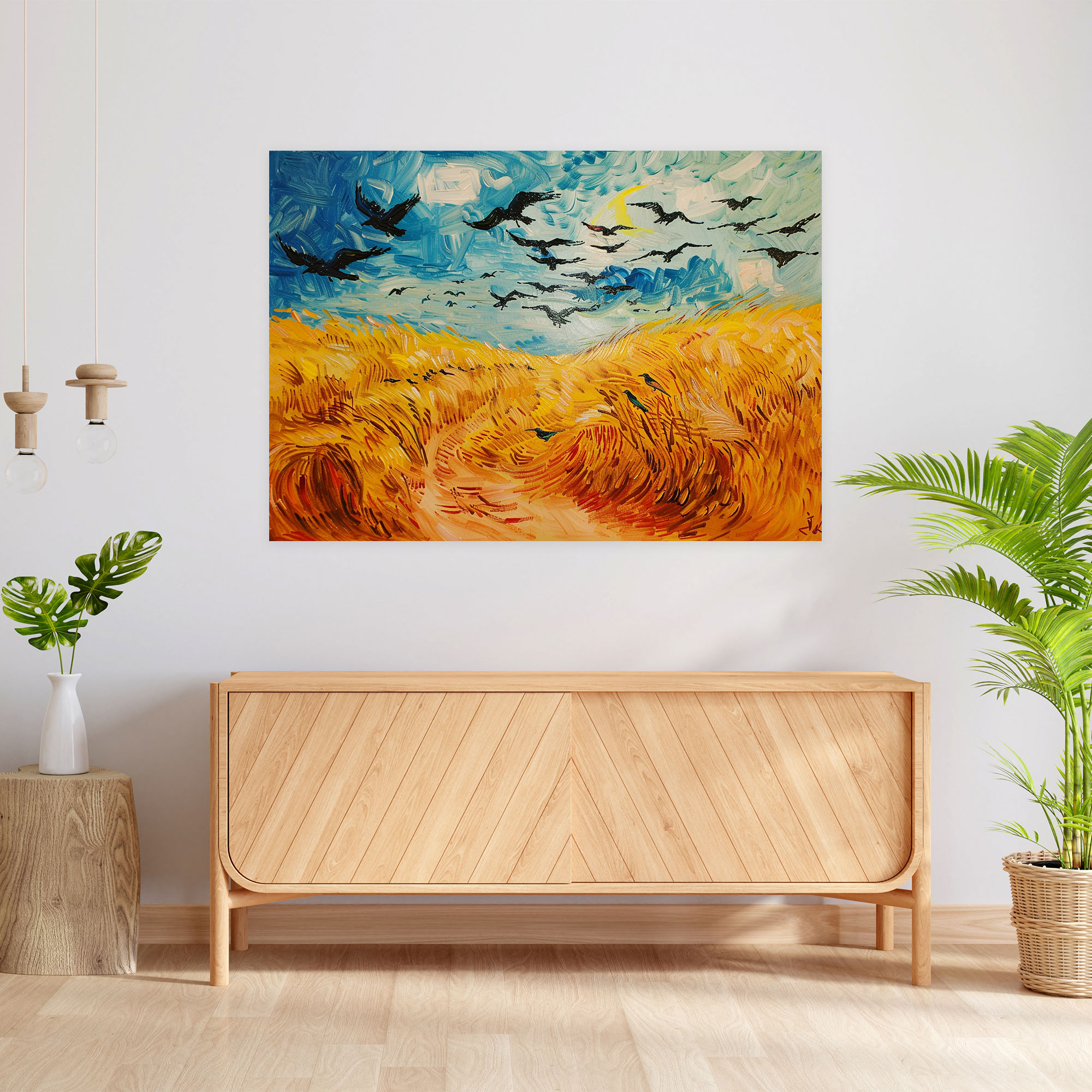 Vincent Van Gogh Kuzeylerde Buğday Tarlası Duvar Sanatı - Ev Dekorasyonu Kanvas Tablo