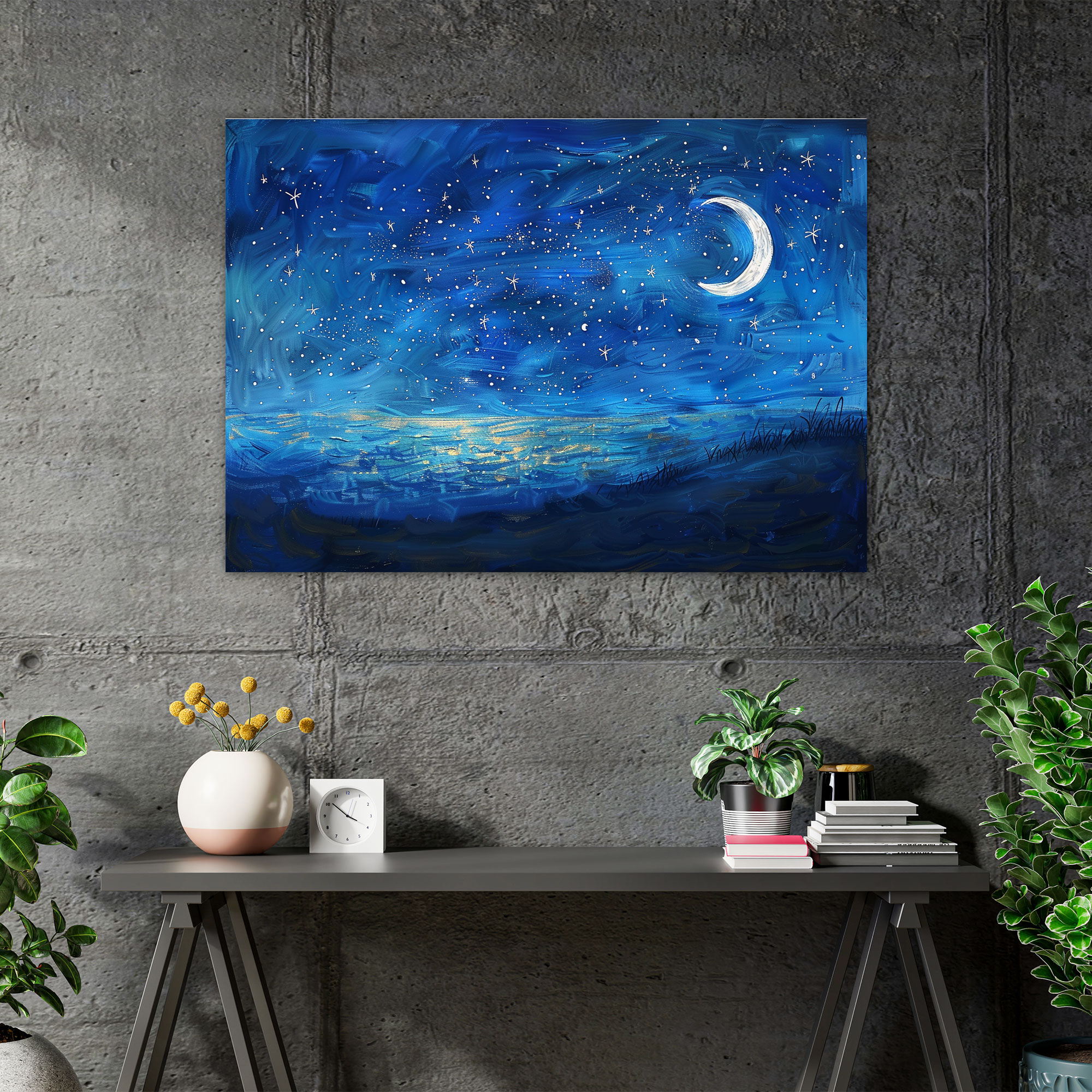 Yıldızlı Gece Kanvas Tablo - Vincent Van Gogh Duvar Sanatı Ev Dekorasyonu