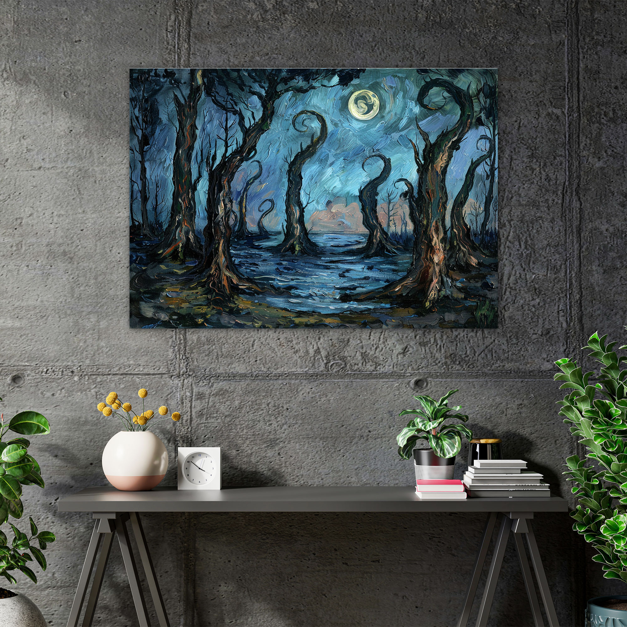 Moonlit Cypress Trees Van Gogh Wall Art - Vincent Van Gogh, Canvas Print, Canvas, Vincent Van Gogh
