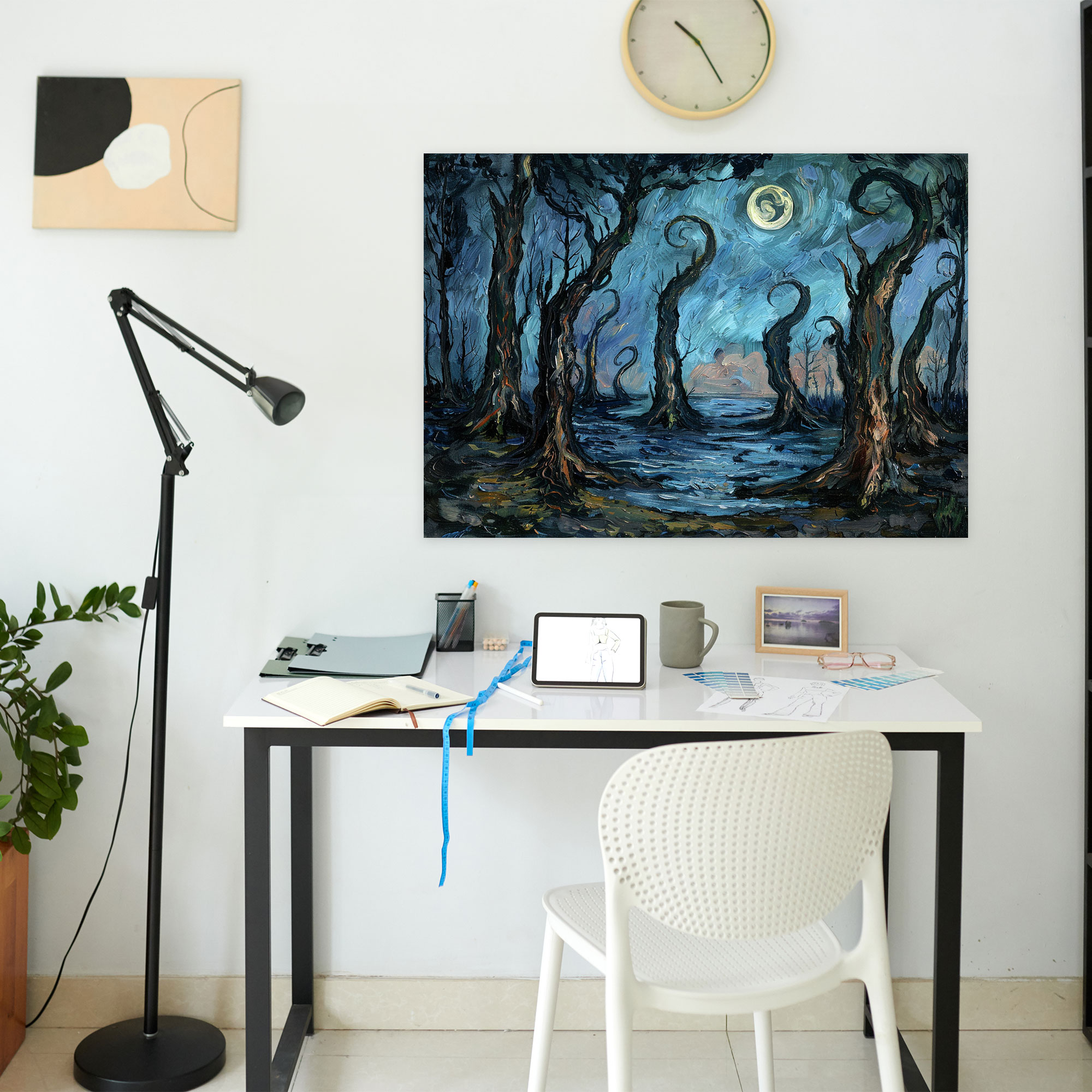 Moonlit Cypress Trees Van Gogh Wall Art - Vincent Van Gogh, Canvas Print, Canvas, Vincent Van Gogh