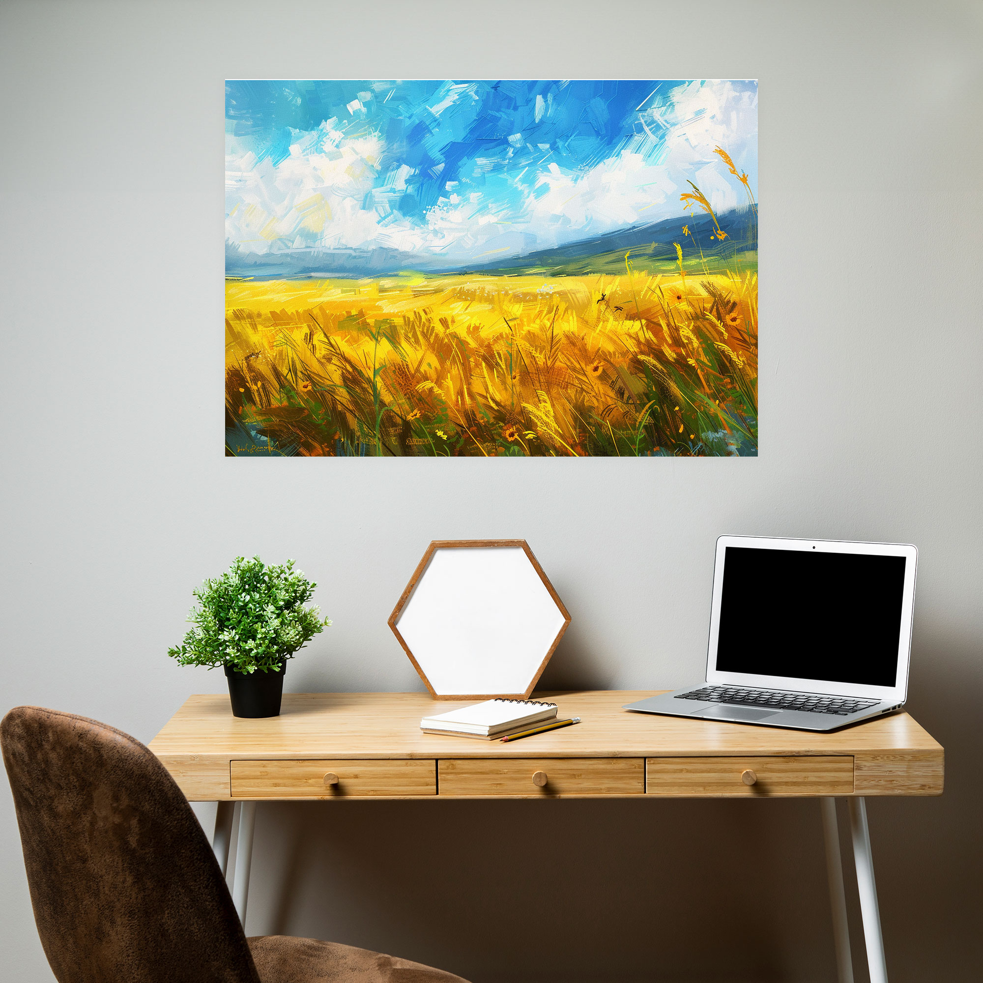 Canlı Buğday Tarlaları Van Gogh Duvar Sanatı - Vincent Van Gogh Ev Dekorasyonu Duvar Sanatı