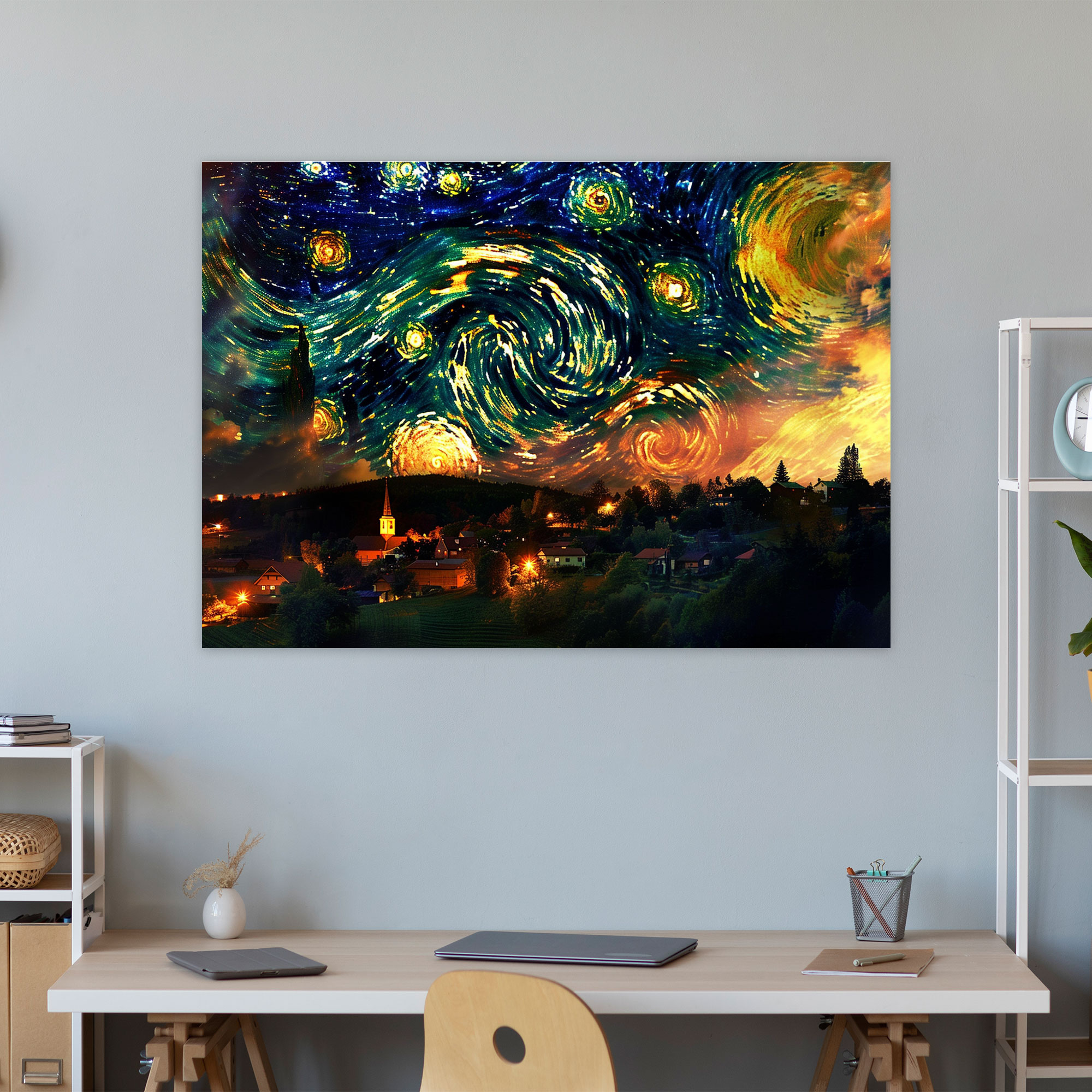Vincent Van Gogh Village Starry Night Canvas Print - Vincent Van Gogh, Vincent Van Gogh, Canvas Print, Wall Decoration