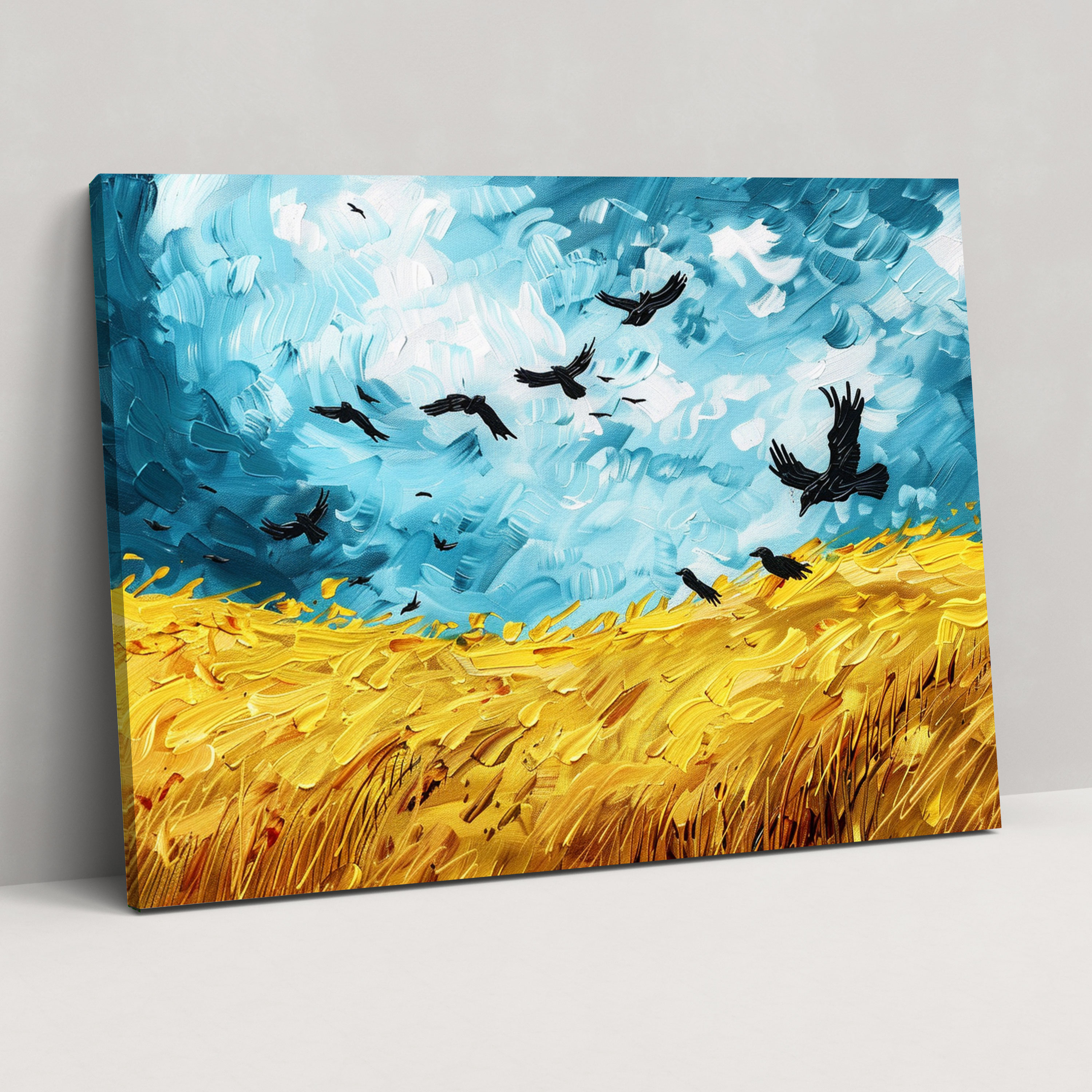Vincent Van Gogh Kargalarla Buğday Tarlası Kanvas Tablo - Duvar Dekorasyonu Tuval Duvar Sanatı