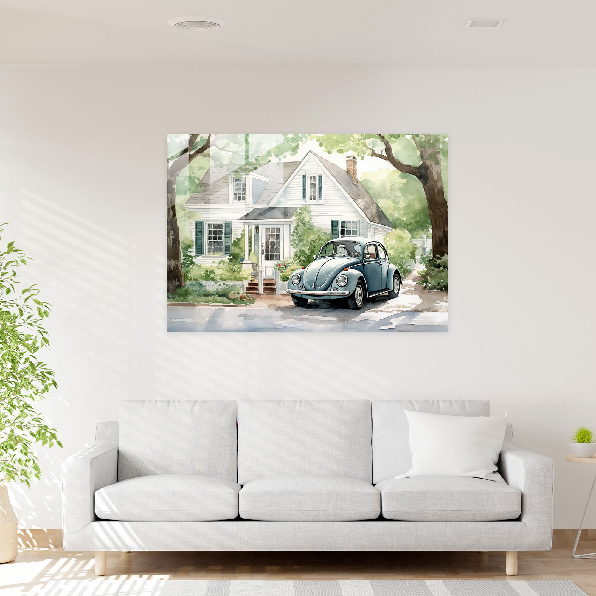 Volkswagen Beetle Glasbild - Volkswagen Beetle Wohn Dekoration Wand Dekoration Moderne Kunst