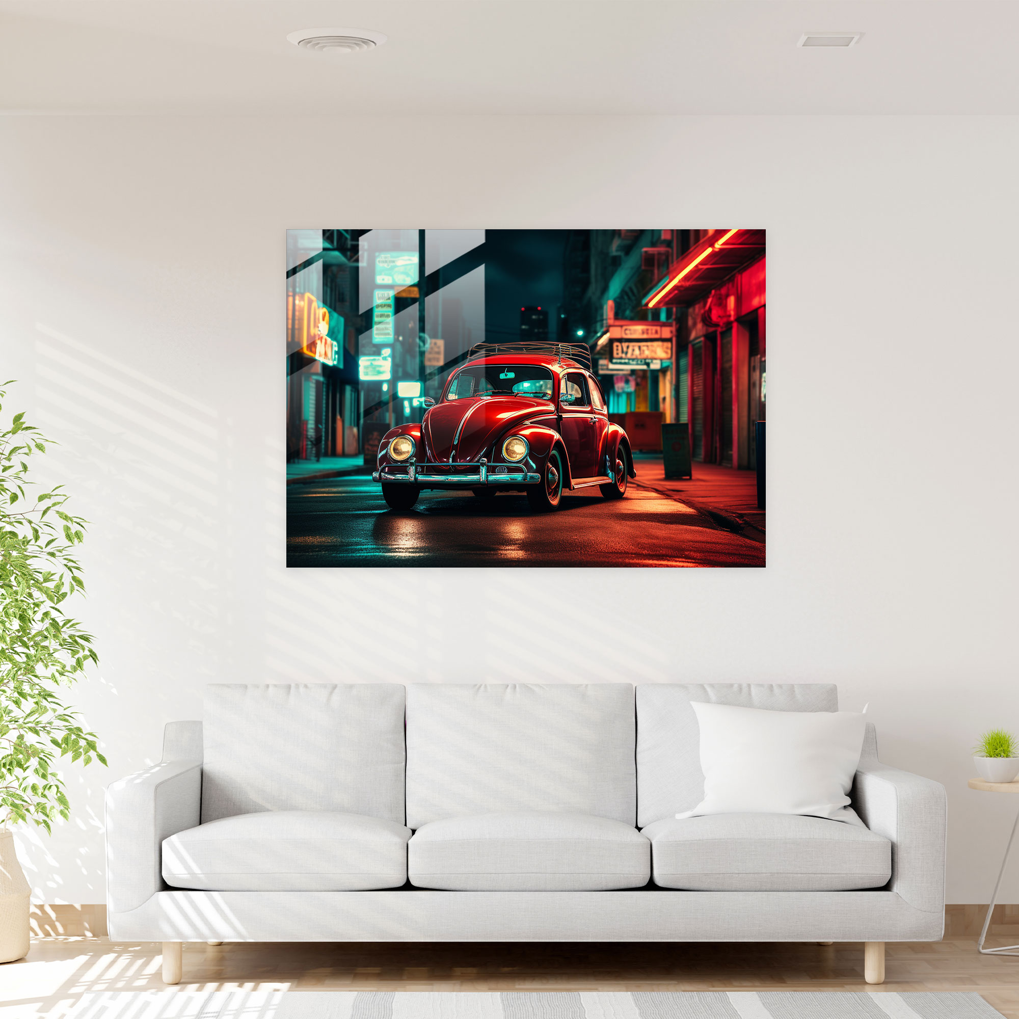 Volkswagen Beetle Glasbild für die Hausdekoration