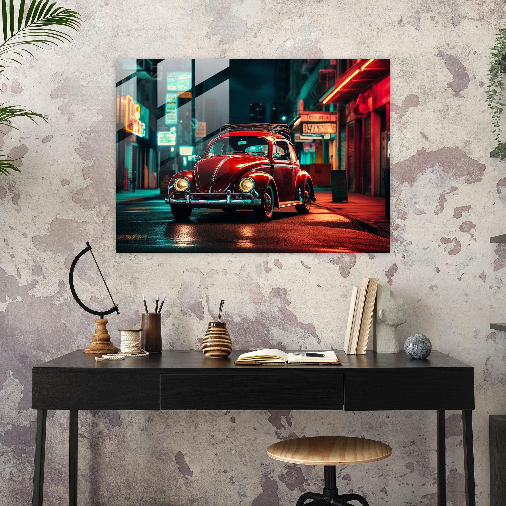 Volkswagen Beetle Glasbild für die Hausdekoration