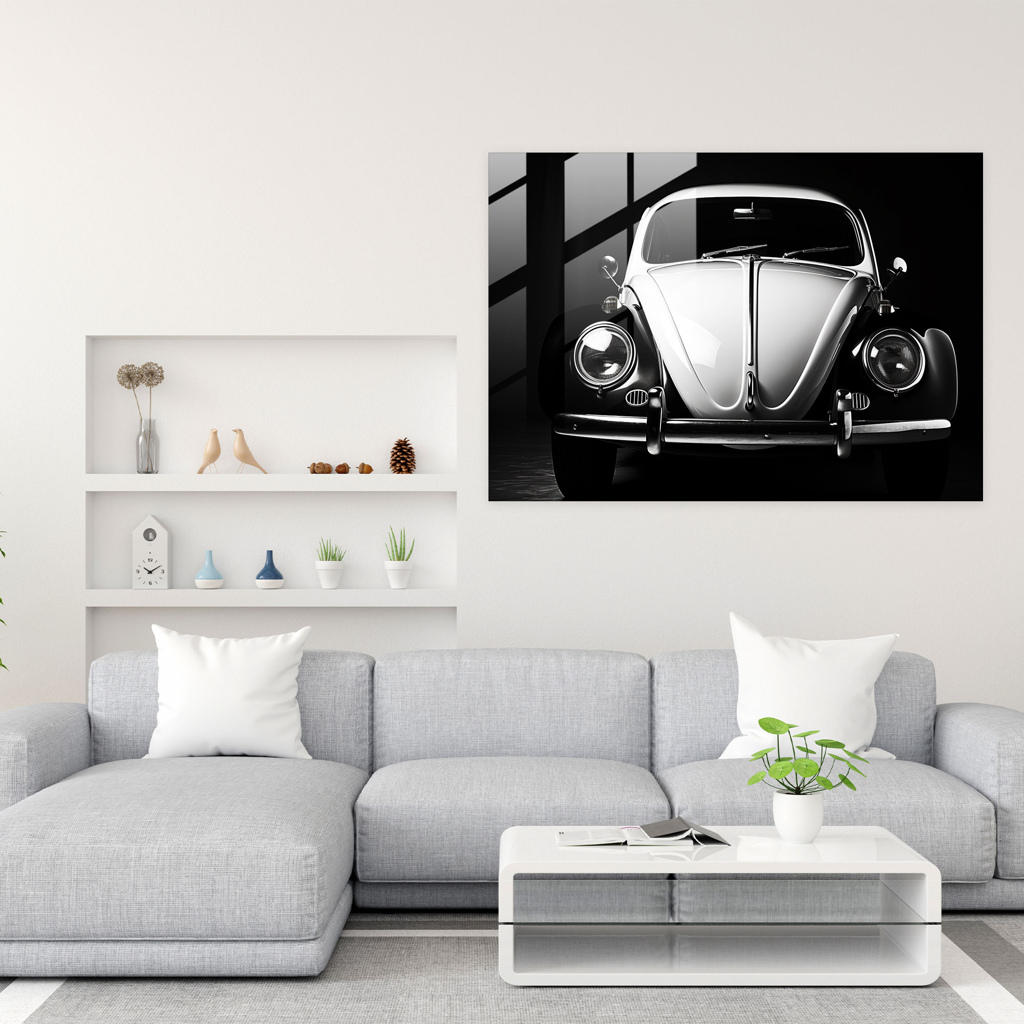 Sleek Volkswagen Beetle Glass Print - Volkswagen Beetle, Glass Art, Photographic Print, Modern Art