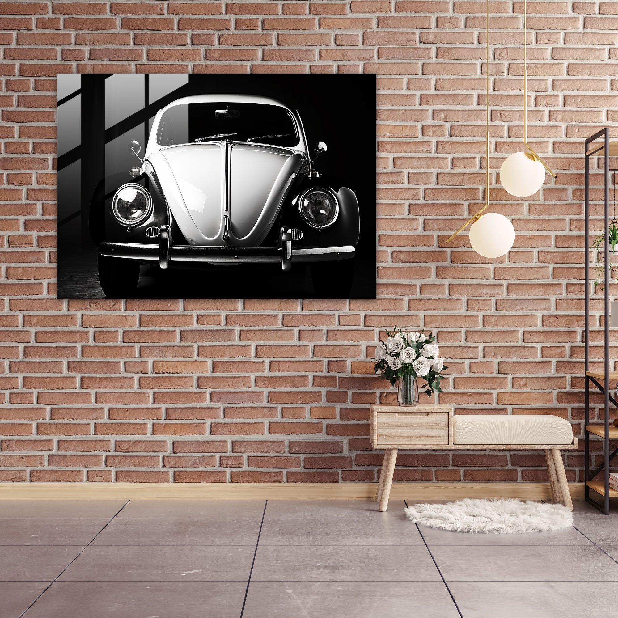 Sleek Volkswagen Beetle Glass Print - Volkswagen Beetle, Glass Art, Photographic Print, Modern Art