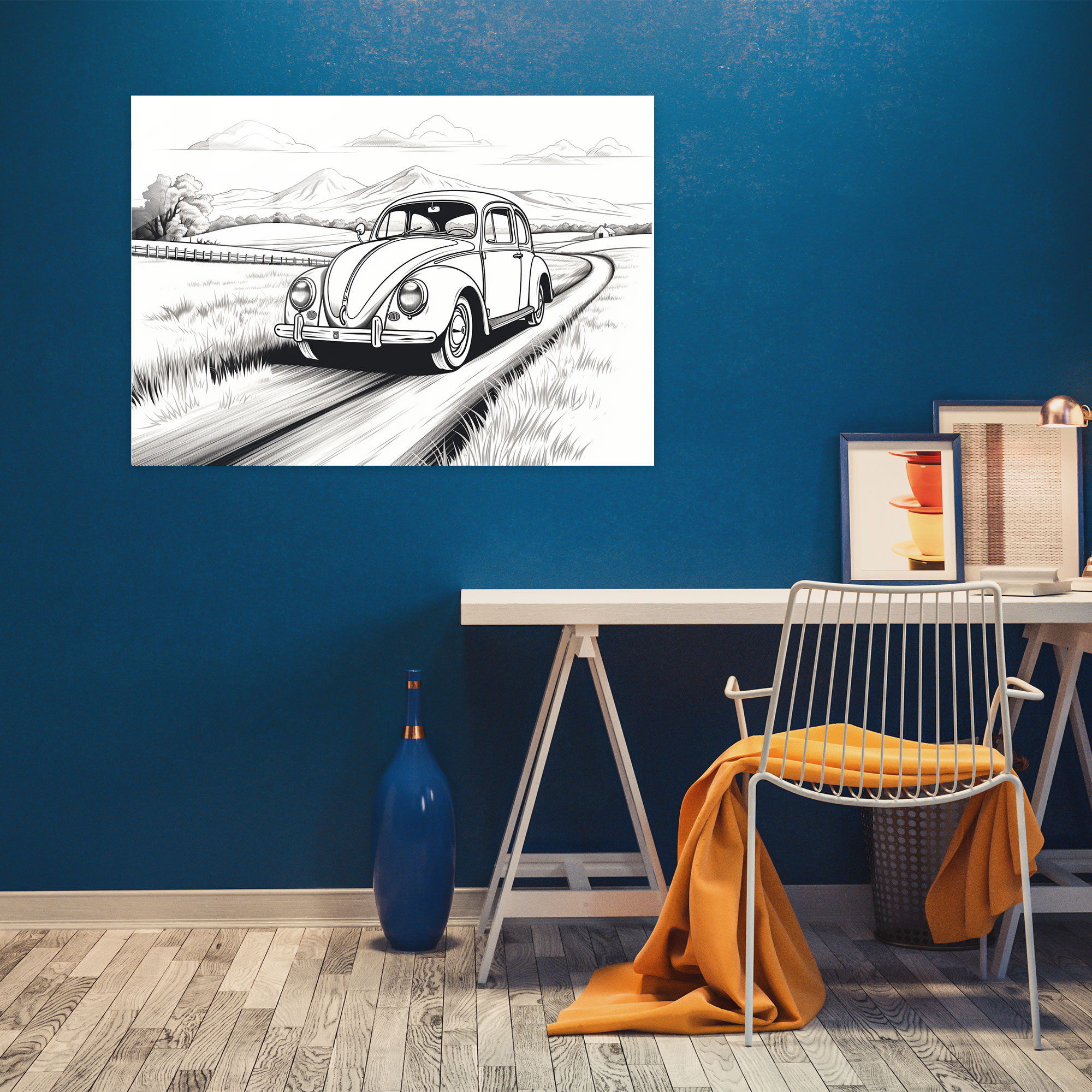 Volkswagen Beetle Glass Print - Volkswagen Beetle, Glass Wall Art, Wall Decoration, Glass Art