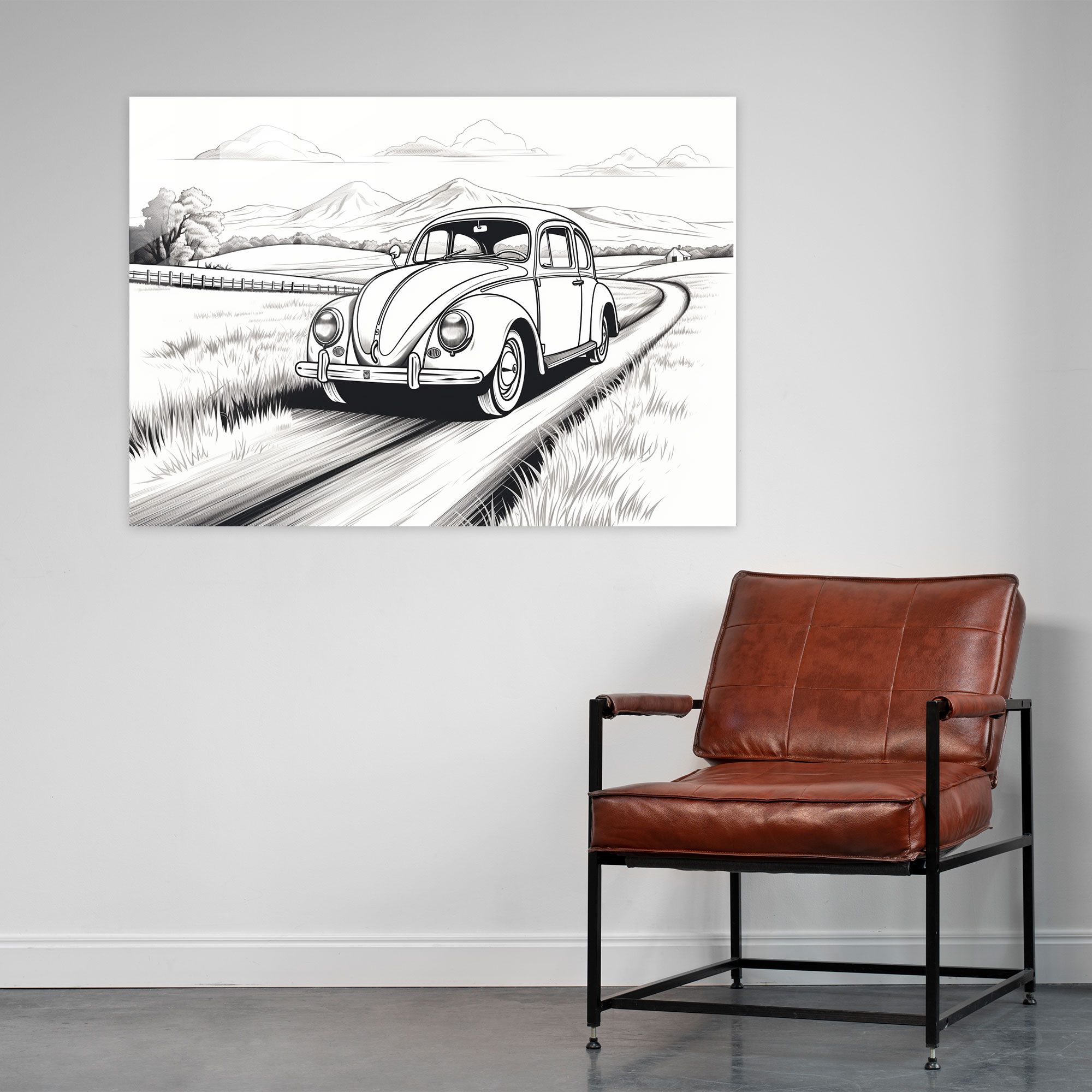 Volkswagen Beetle Glass Print - Volkswagen Beetle, Glass Wall Art, Wall Decoration, Glass Art