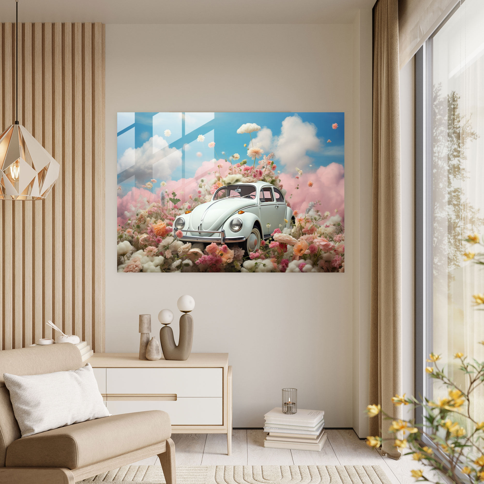 Volkswagen Beetle Home Decoration - Volkswagen Beetle, Glass Wall Art, Wall Decoration, Glass Print