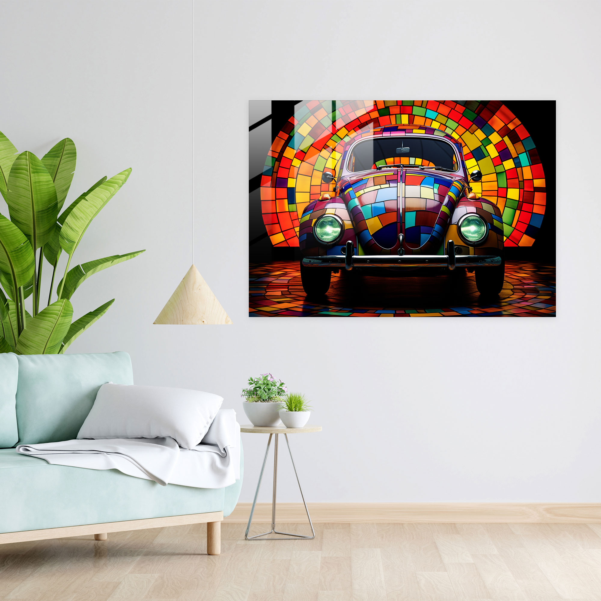 Volkswagen Beetle Glass Art - Volkswagen Beetle, Glass Print, Wall Decoration, Modern Art