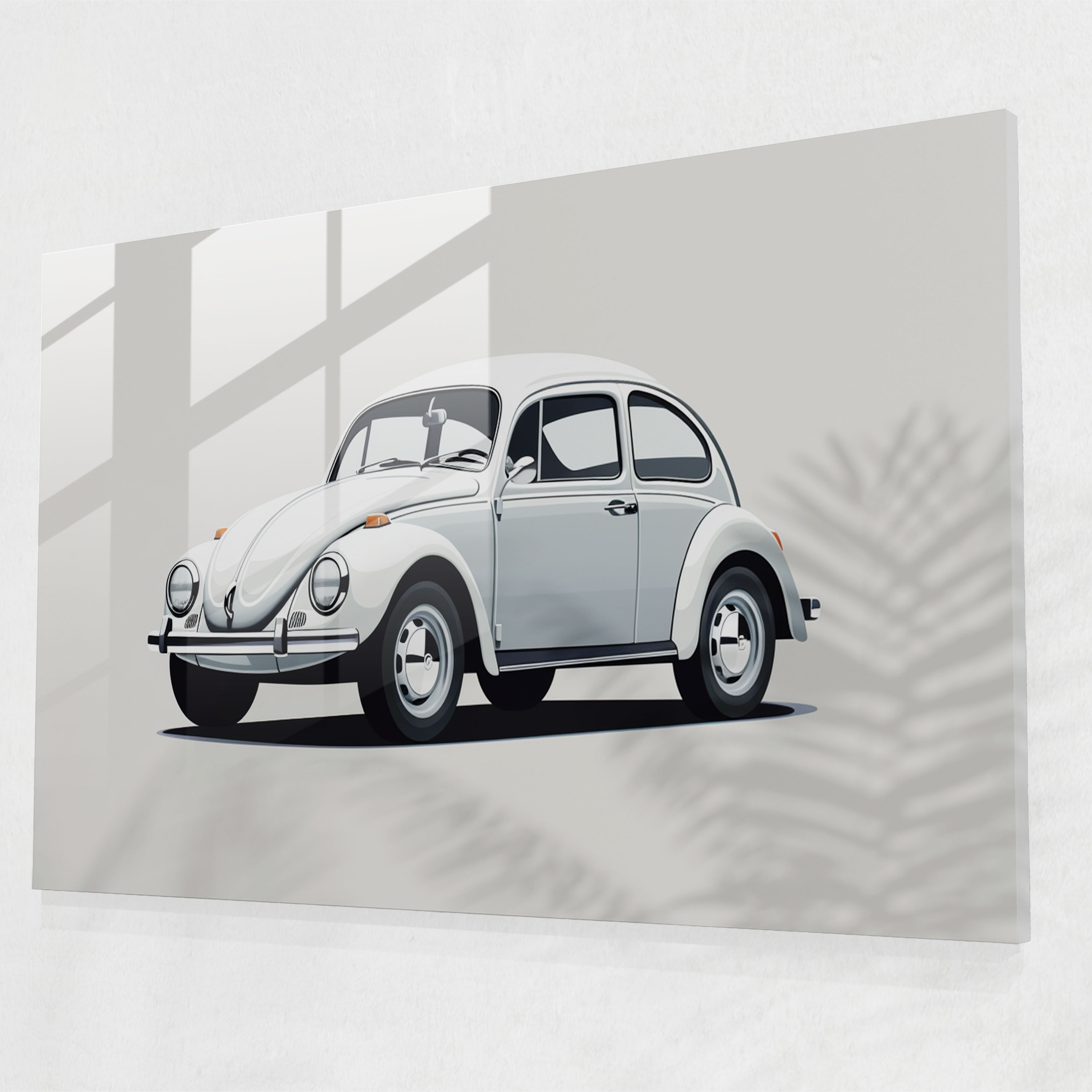 Volkswagen Beetle Modern Art Leinwandbild - Volkswagen Beetle klare Linien Wohnkultur minimalistische Linienzeichnung