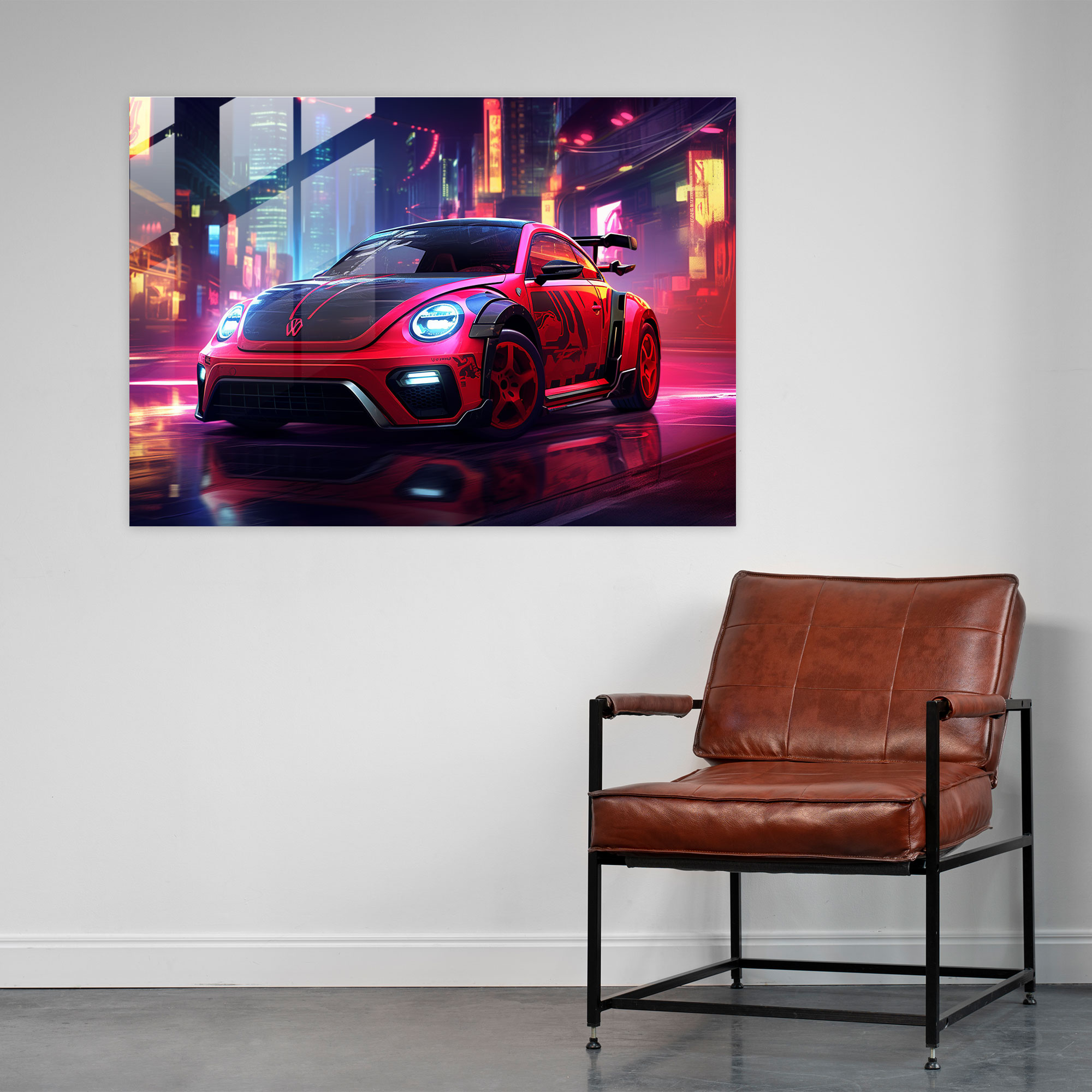 Volkswagen Beetle Wall Decoration - Volkswagen Beetle, Volkswagen Beetle, Futuristic Cityscape, Modern Art