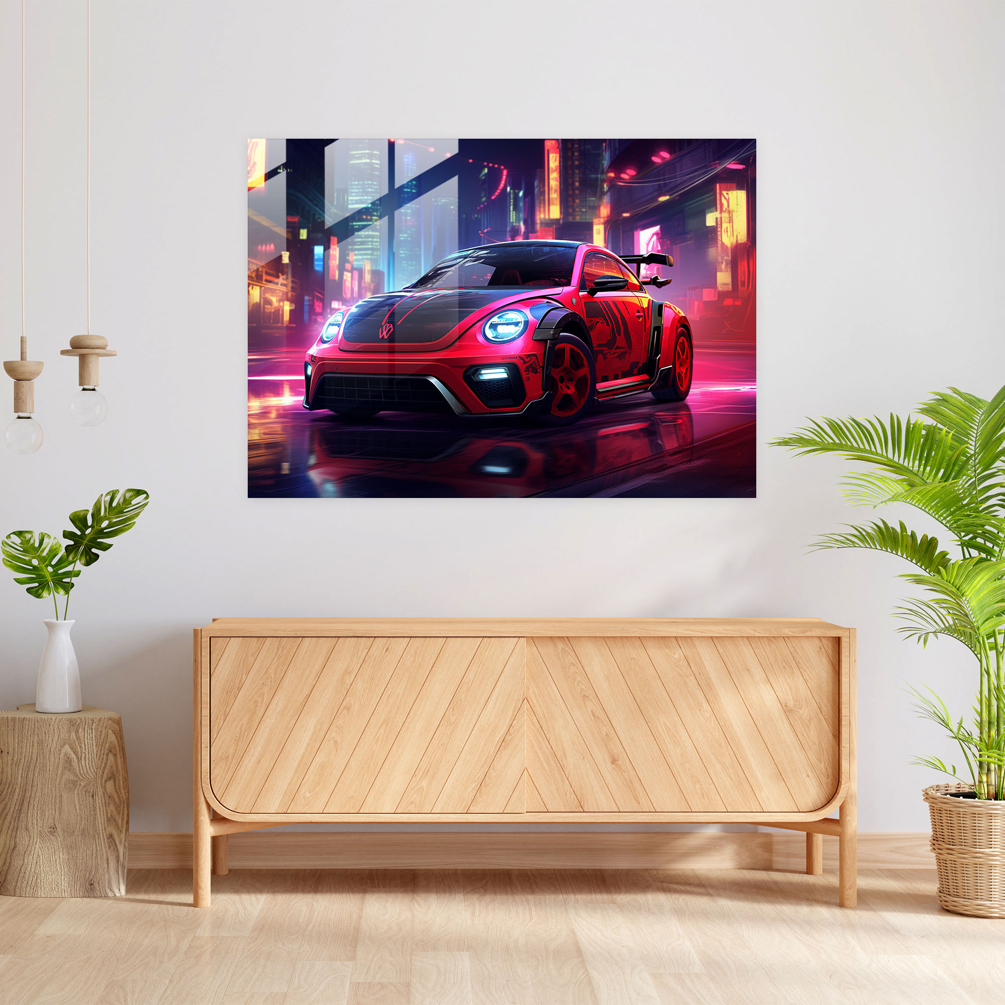 Volkswagen Beetle Wall Decoration - Volkswagen Beetle, Volkswagen Beetle, Futuristic Cityscape, Modern Art