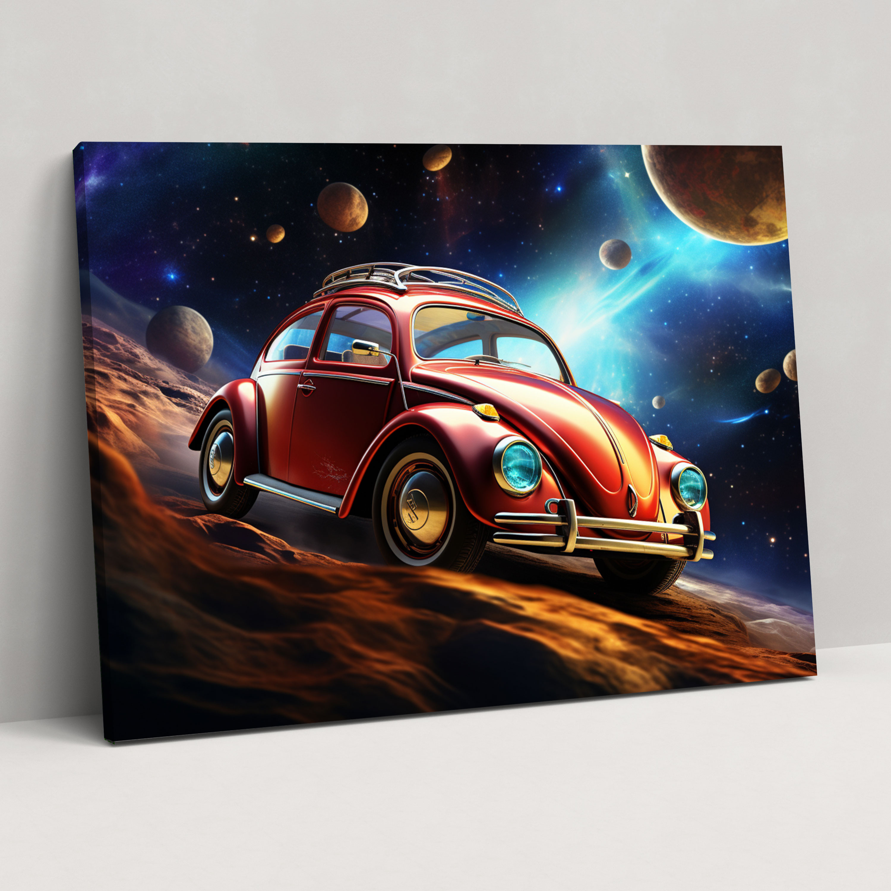 Futuristic Volkswagen Beetle Canvas Print - Volkswagen Beetle, Celestial Elements, Futuristic, Canvas