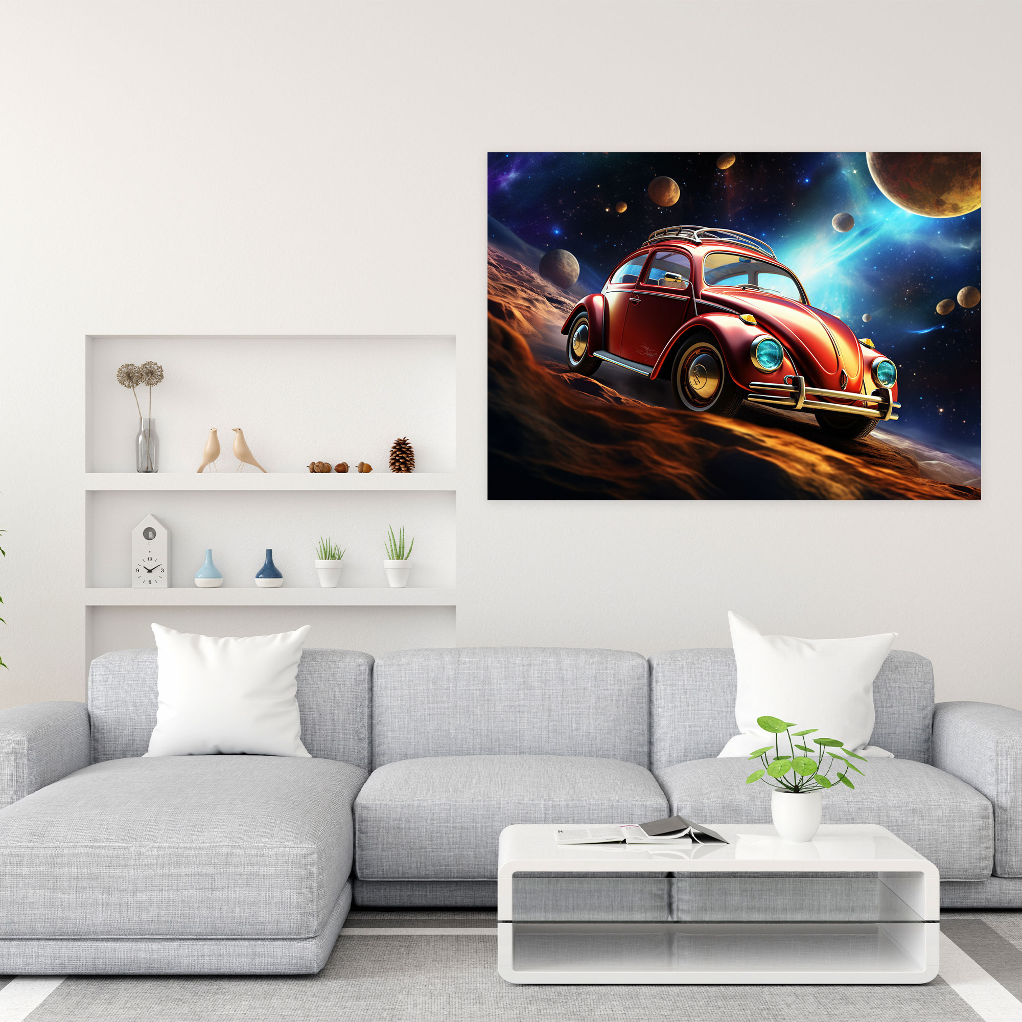 Futuristic Volkswagen Beetle Canvas Print - Volkswagen Beetle, Celestial Elements, Futuristic, Canvas