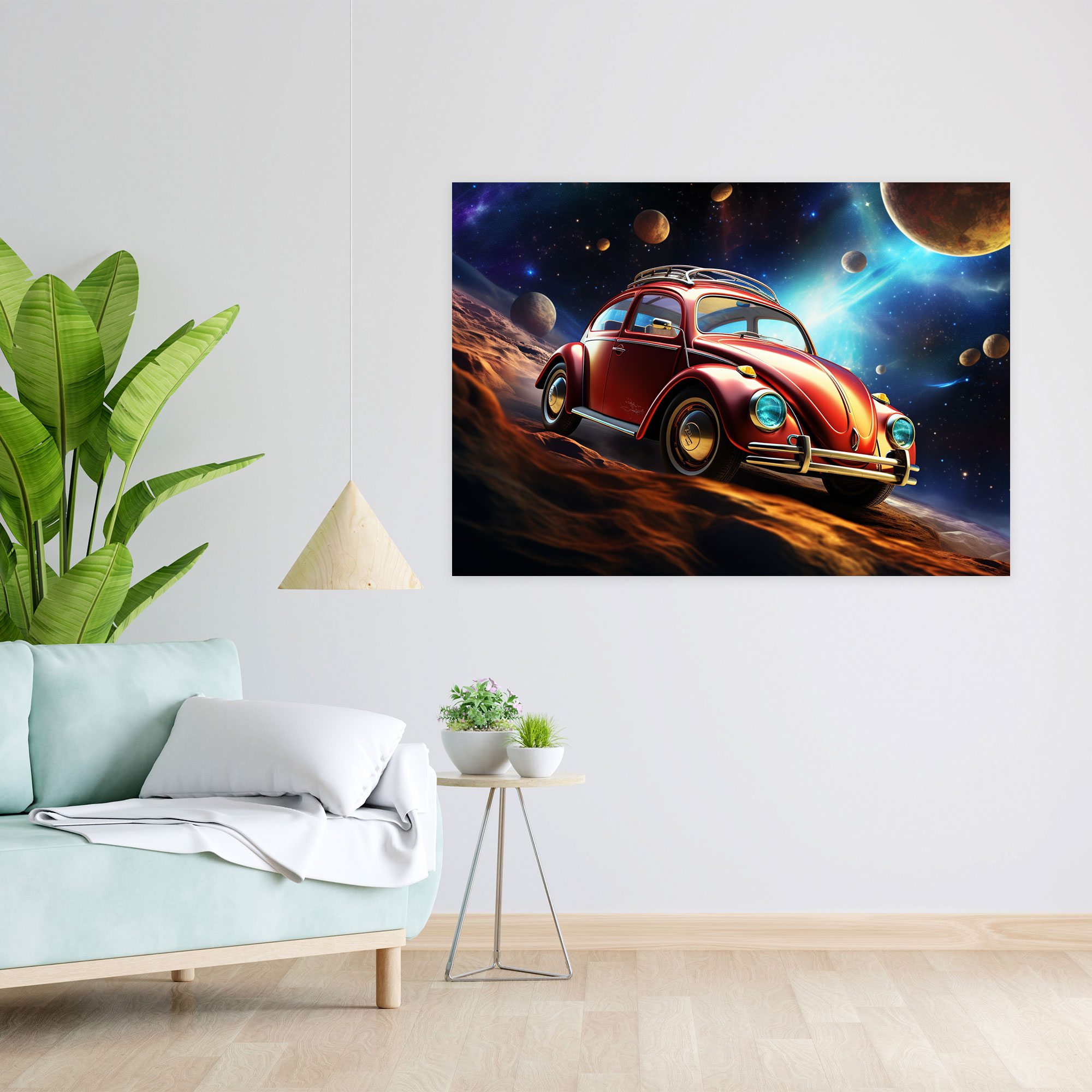 Futuristic Volkswagen Beetle Canvas Print - Volkswagen Beetle, Celestial Elements, Futuristic, Canvas