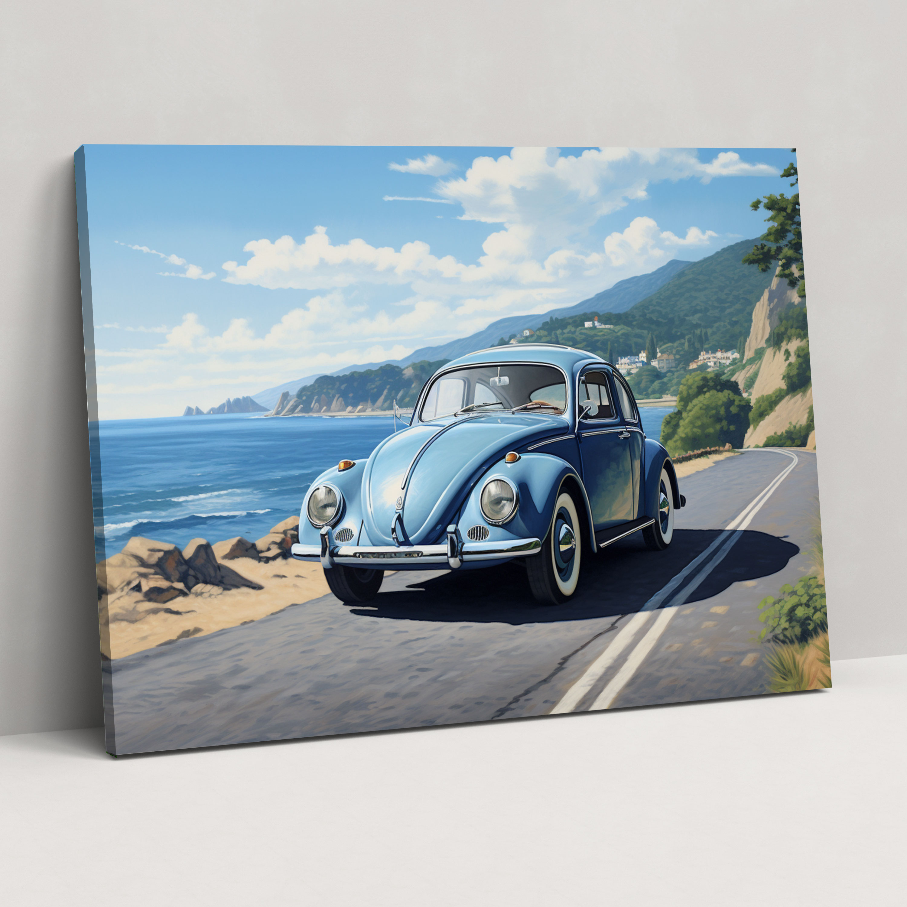Volkswagen Beetle Coastal Canvas Print - Volkswagen Beetle, Canvas Print, Ocean Views, Beautiful