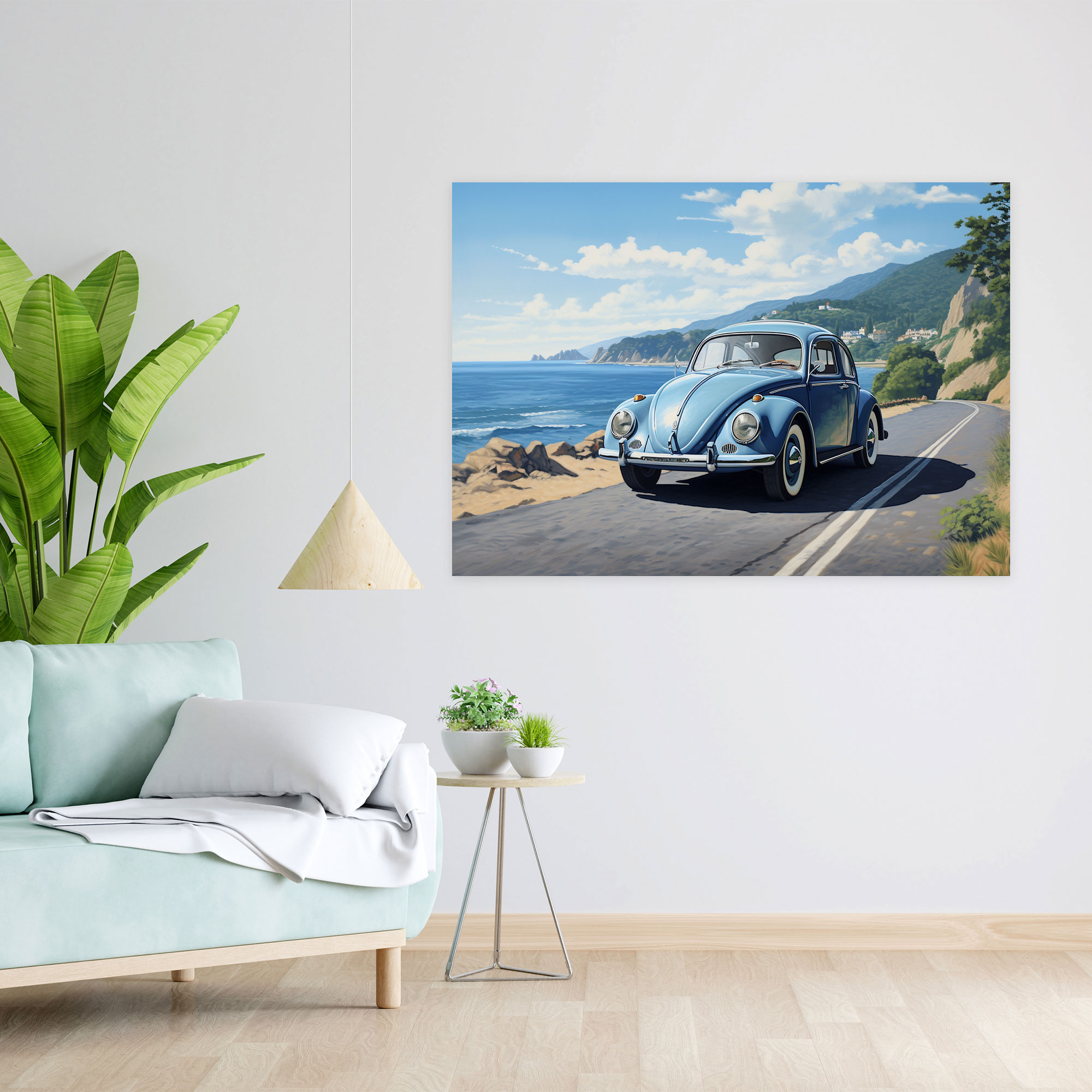 Volkswagen Beetle Coastal Canvas Print - Volkswagen Beetle, Canvas Print, Ocean Views, Beautiful