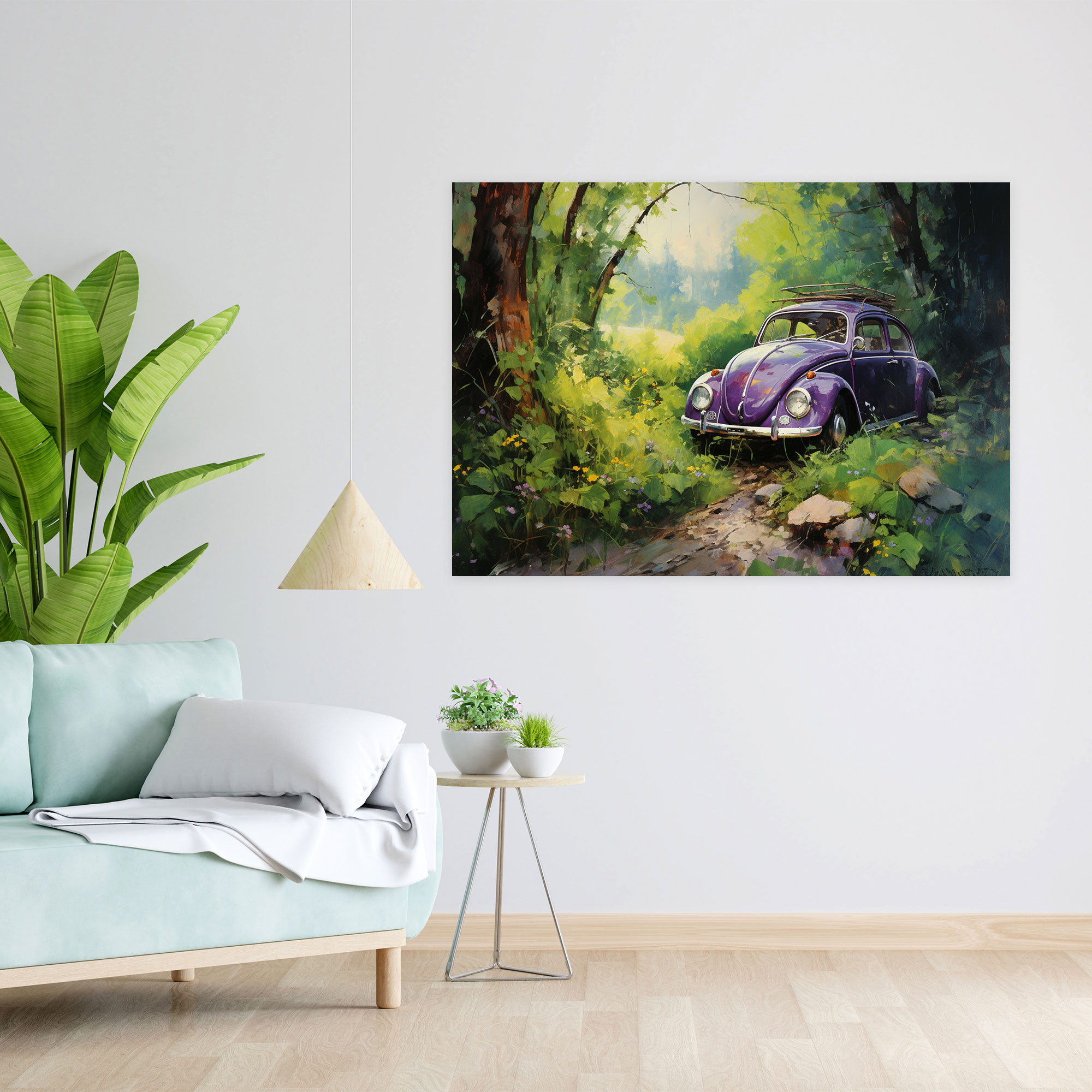 Impressionist Volkswagen Beetle Canvas Print - Volkswagen Beetle, Canvas Print, Wall Decoration, Canvas Wall Art