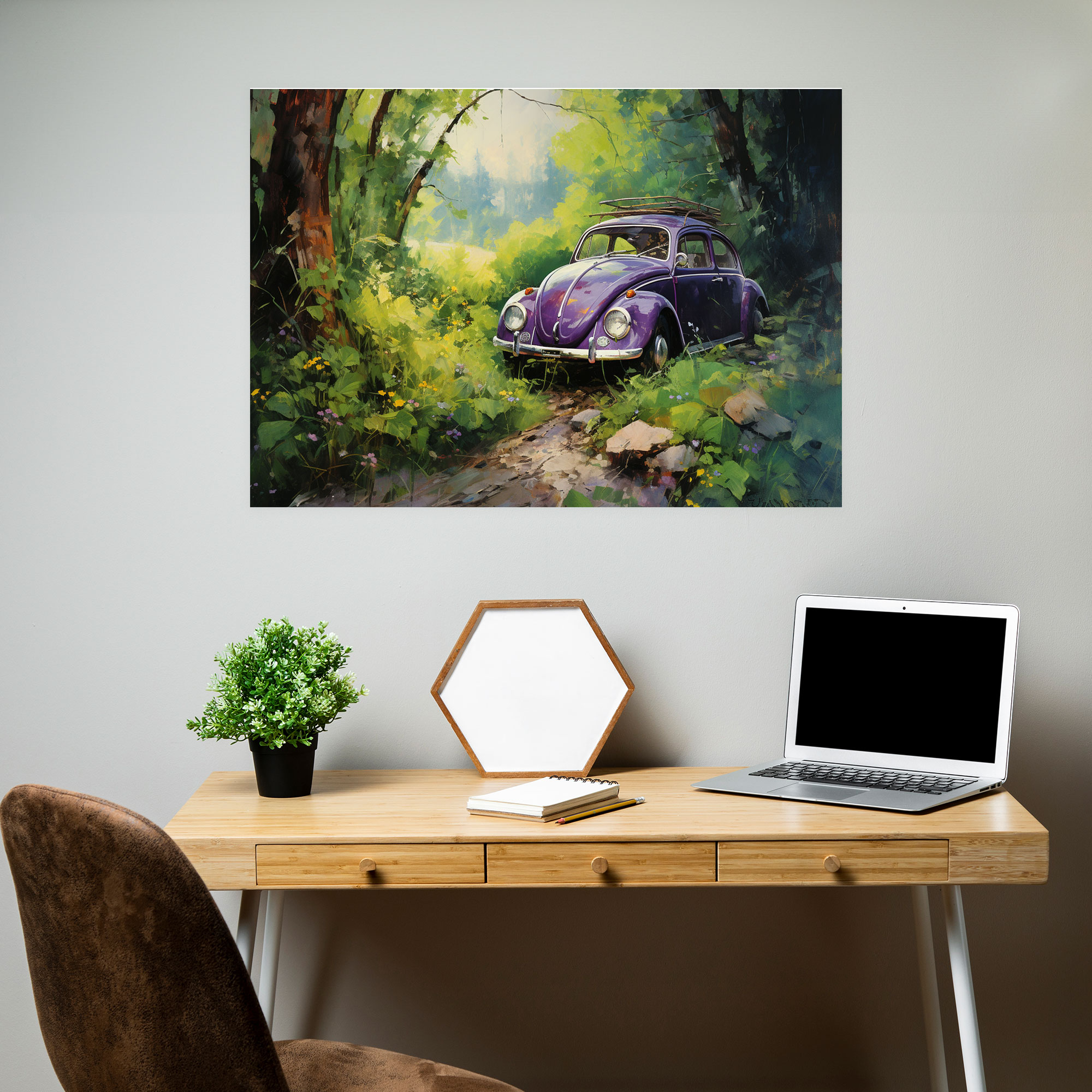 Impressionist Volkswagen Beetle Canvas Print - Volkswagen Beetle, Canvas Print, Wall Decoration, Canvas Wall Art