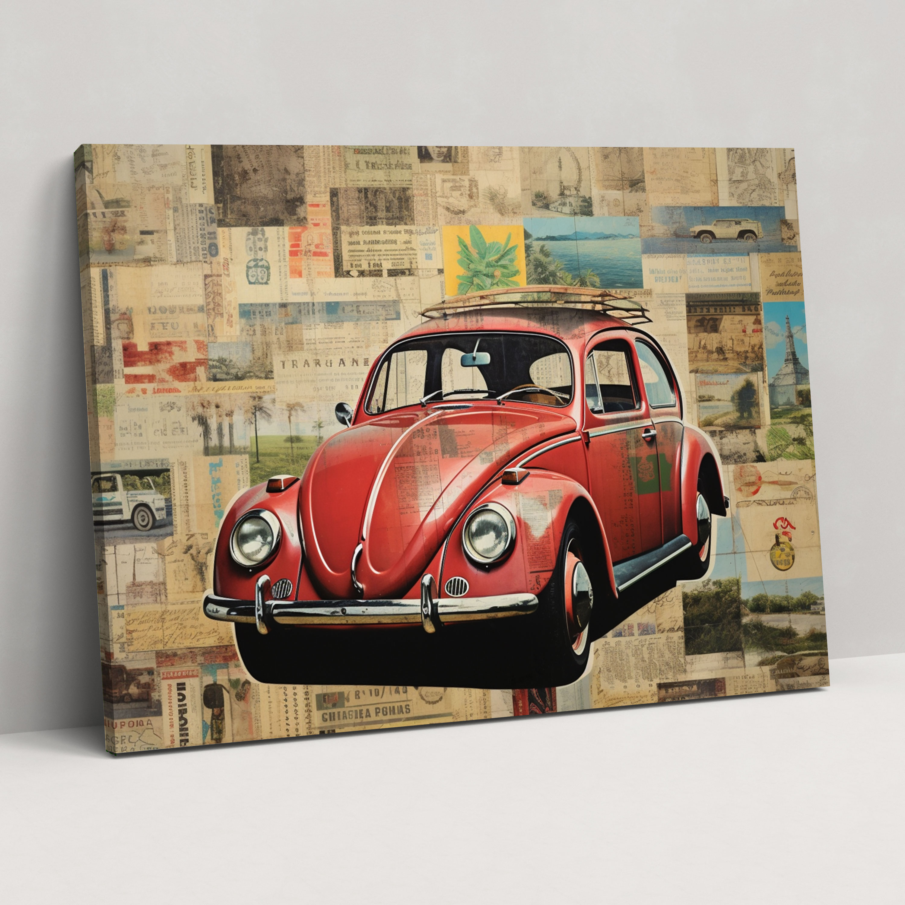 Volkswagen Beetle Wall Art - Volkswagen Beetle, Canvas Print, Collage Artwork, Volkswagen Beetle