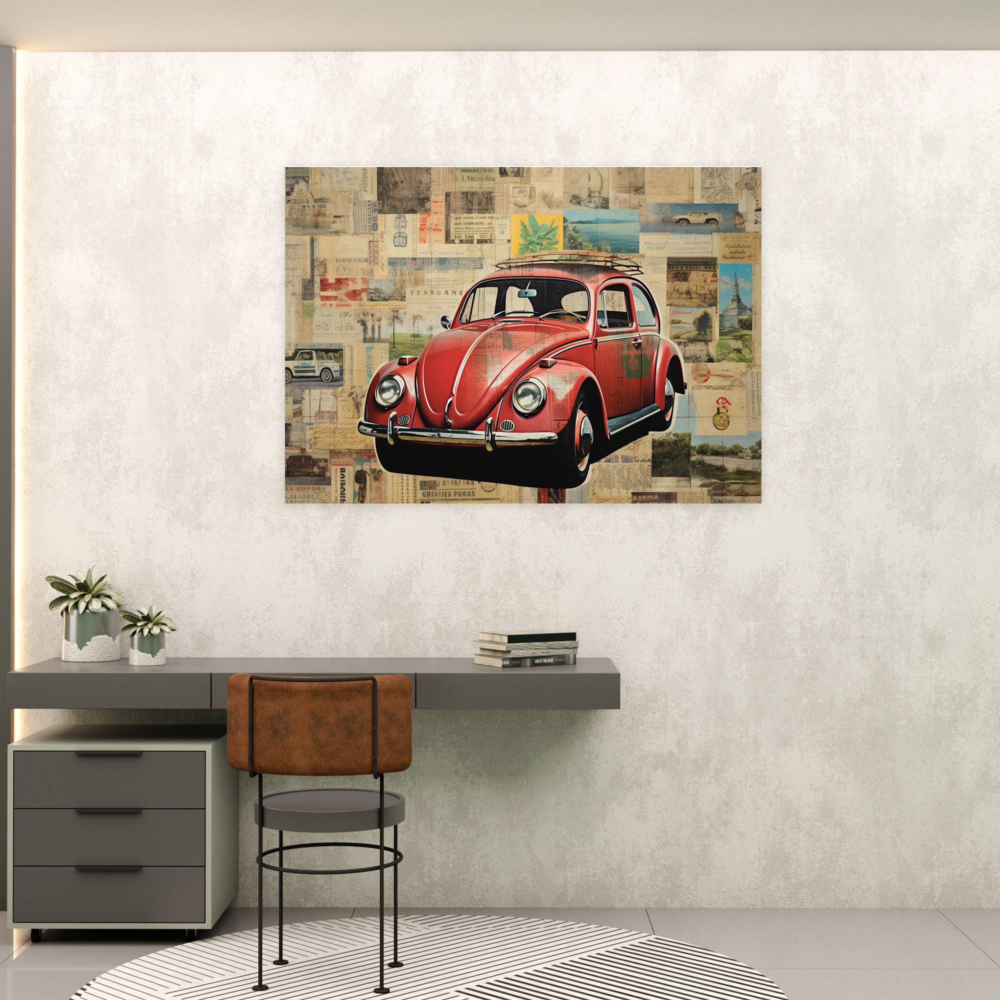 Volkswagen Beetle Wall Art - Volkswagen Beetle, Canvas Print, Collage Artwork, Volkswagen Beetle