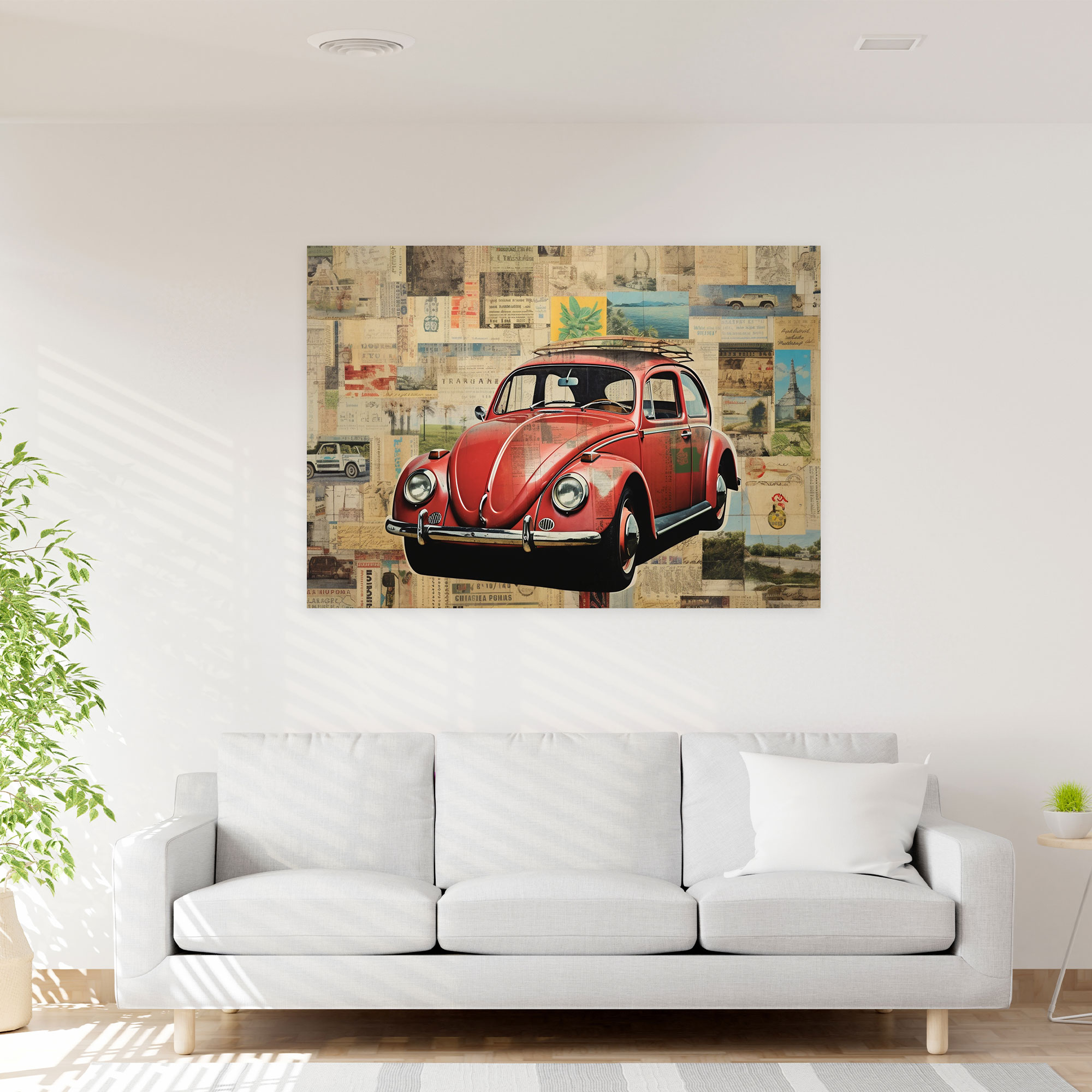 Volkswagen Beetle Wall Art - Volkswagen Beetle, Canvas Print, Collage Artwork, Volkswagen Beetle