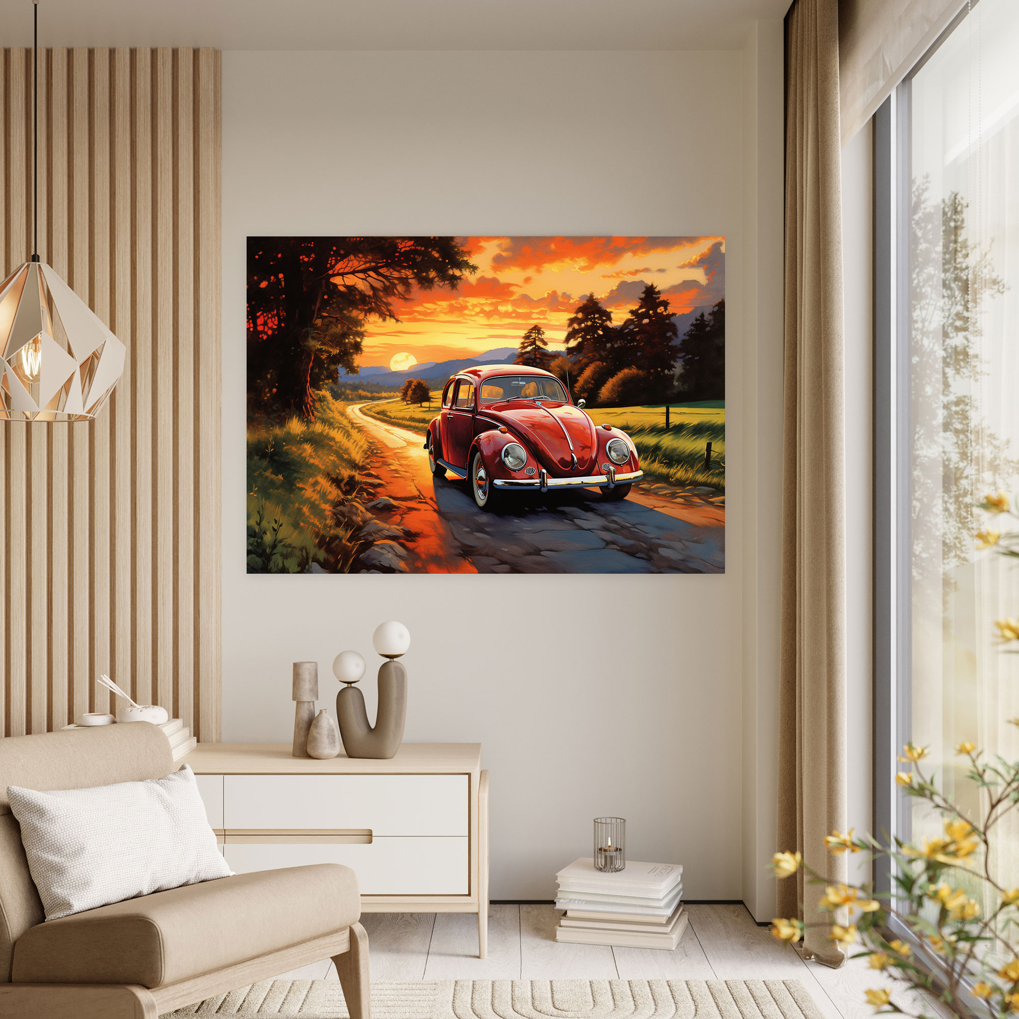 Volkswagen Beetle Canvas Print - Volkswagen Beetle, Impressionistic Painting, Wall Art, Home Decoration