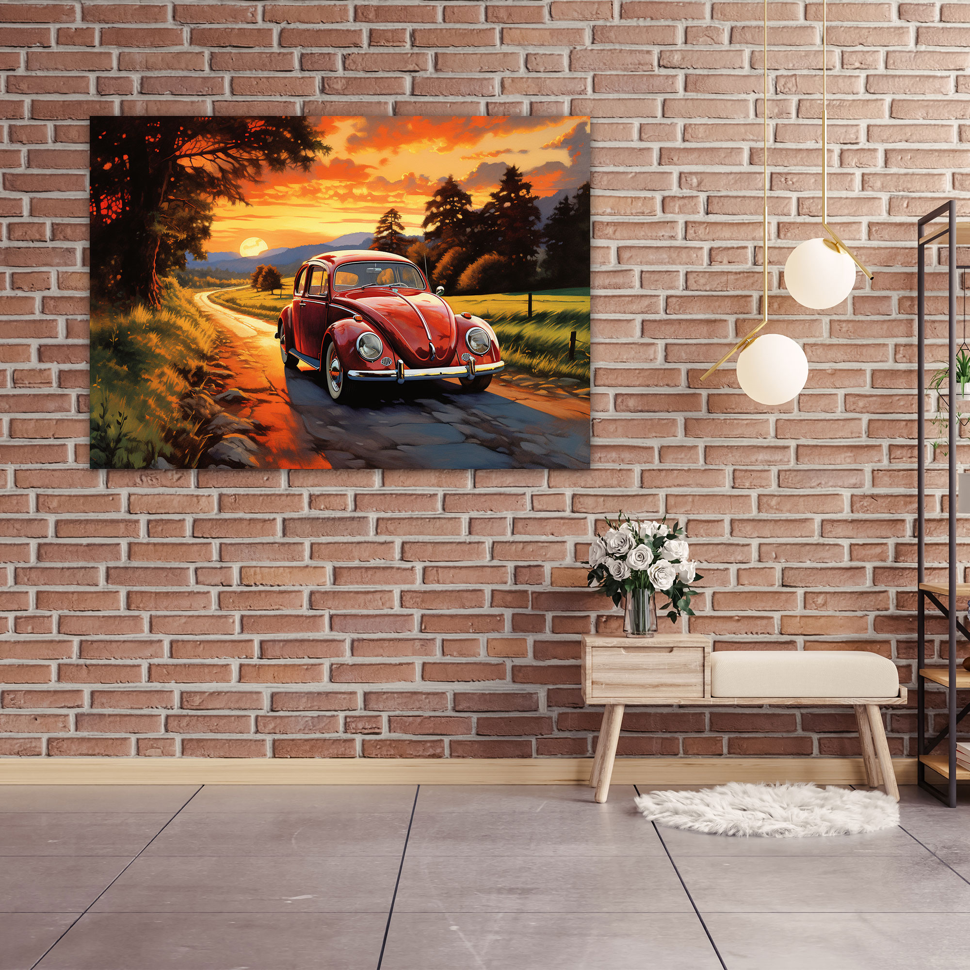 Volkswagen Beetle Canvas Print - Volkswagen Beetle, Impressionistic Painting, Wall Art, Home Decoration