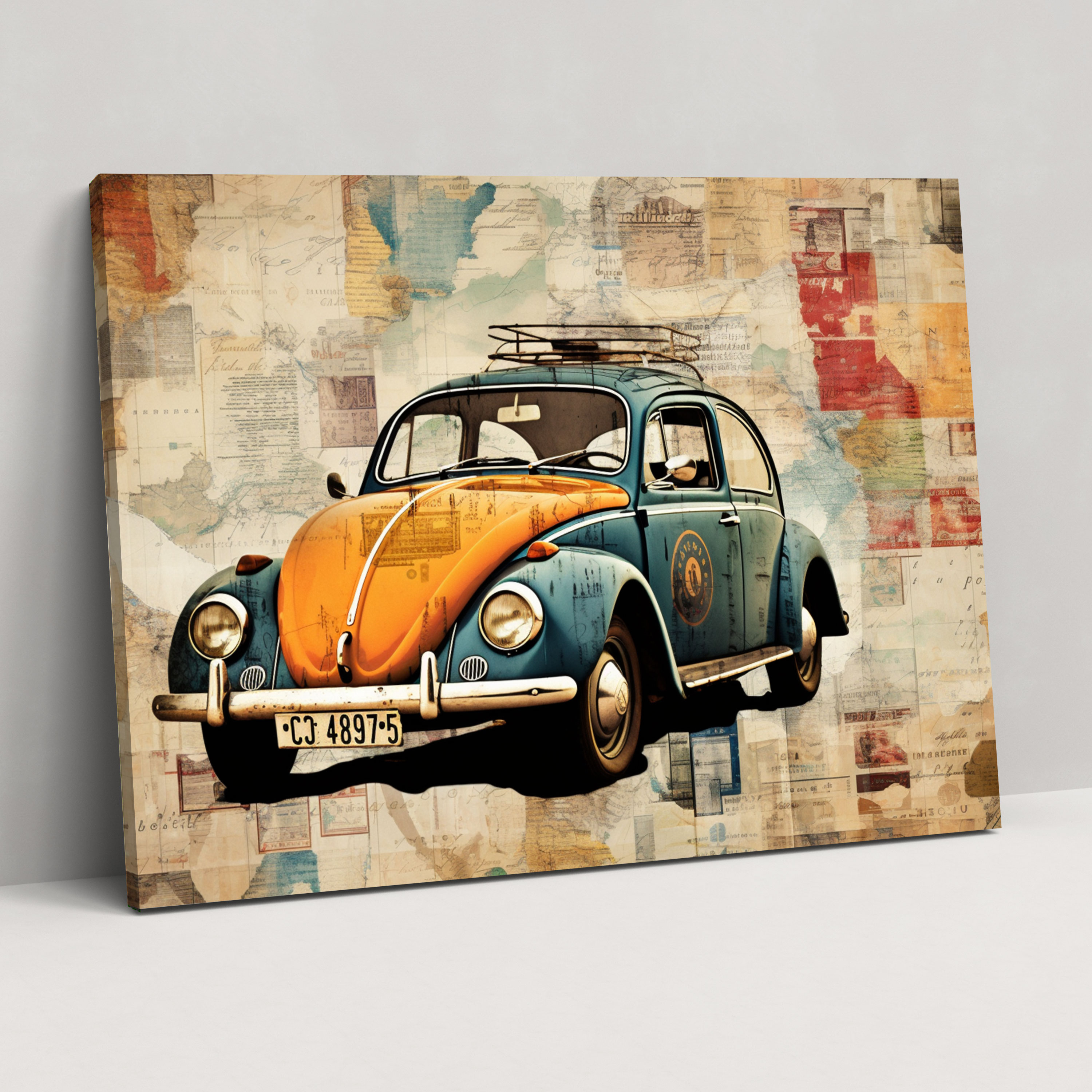 Volkswagen Beetle Wall Art - Volkswagen Beetle, Wanderlust, Canvas Wall Art, Wall Art