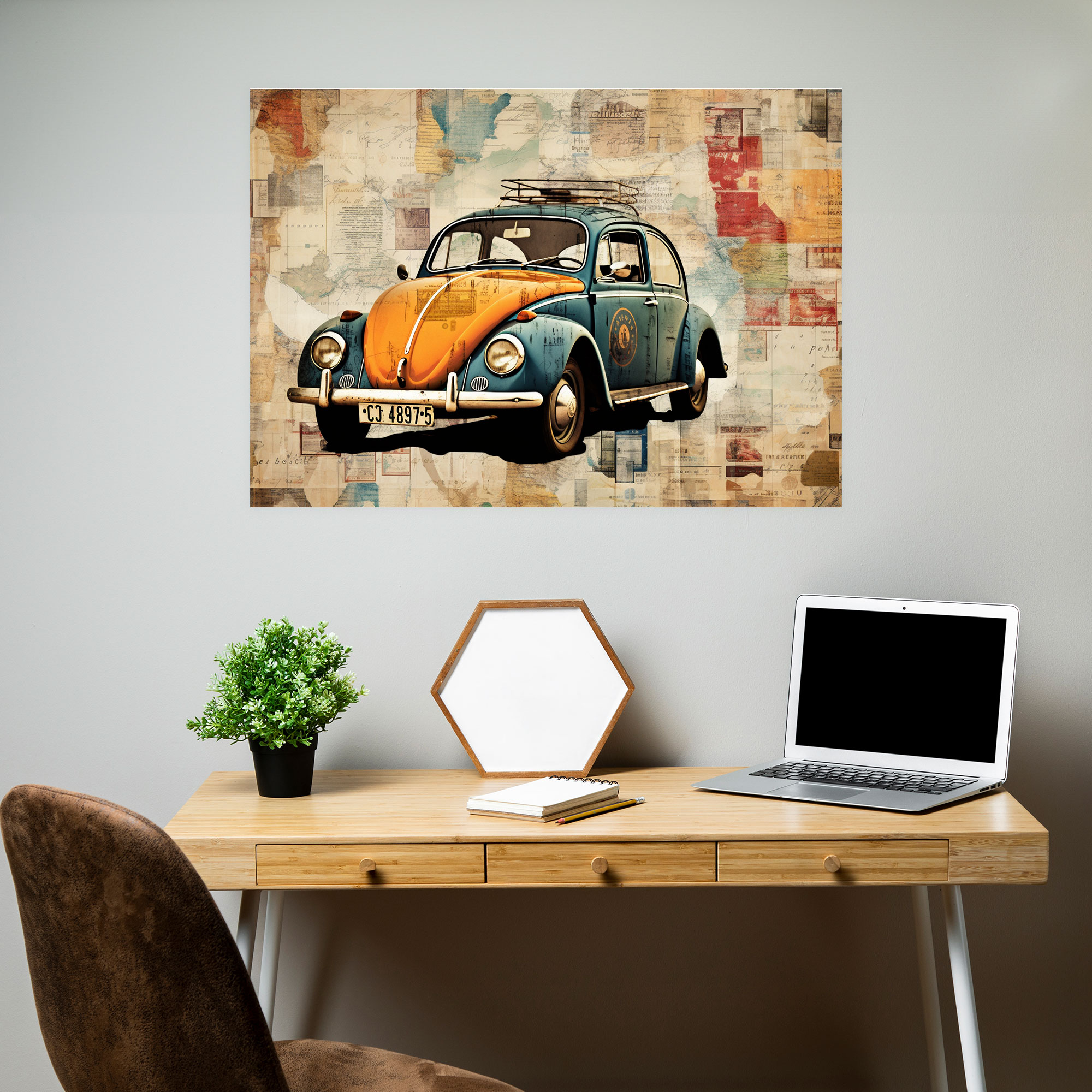 Volkswagen Beetle Wall Art - Volkswagen Beetle, Wanderlust, Canvas Wall Art, Wall Art