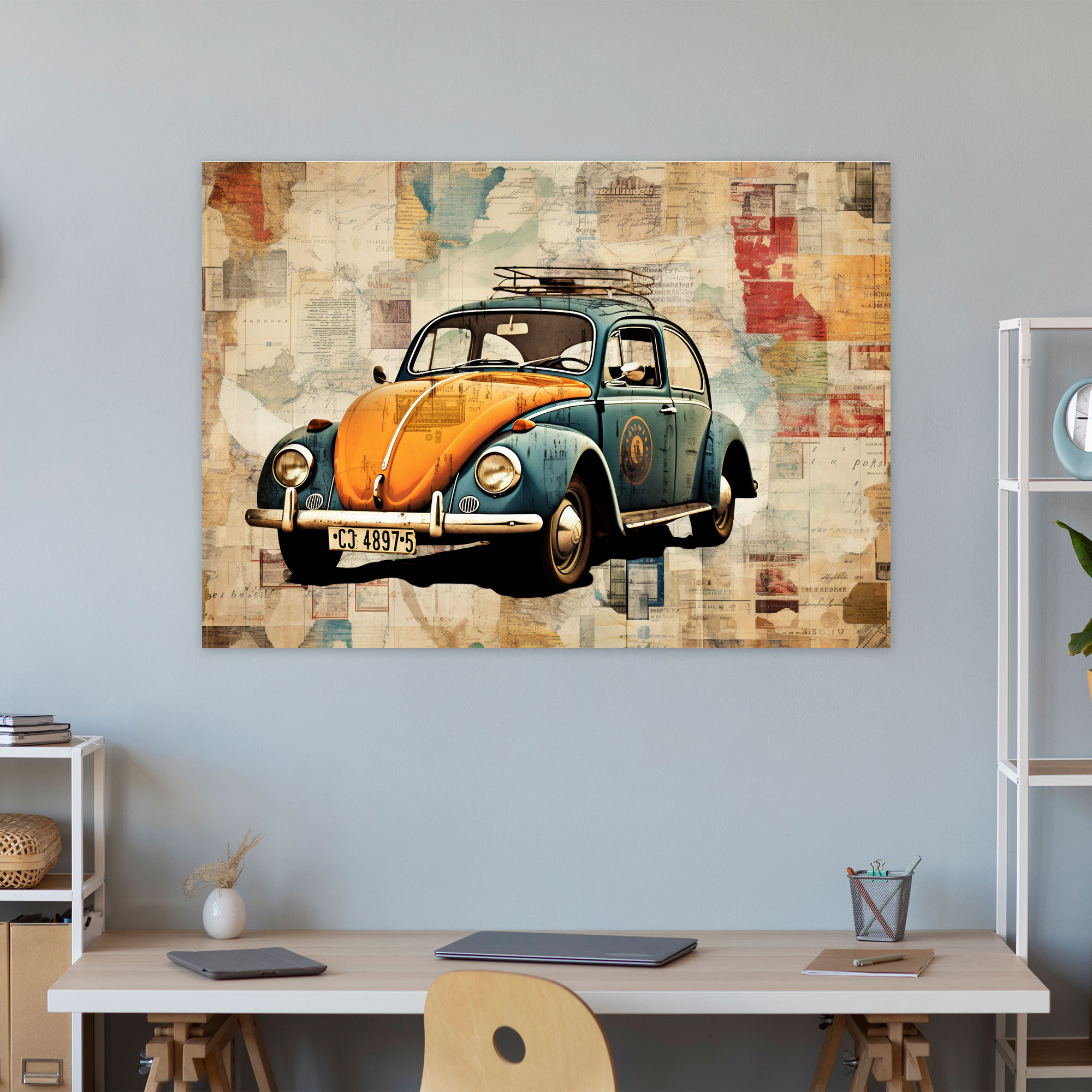 Volkswagen Beetle Wall Art - Volkswagen Beetle, Wanderlust, Canvas Wall Art, Wall Art