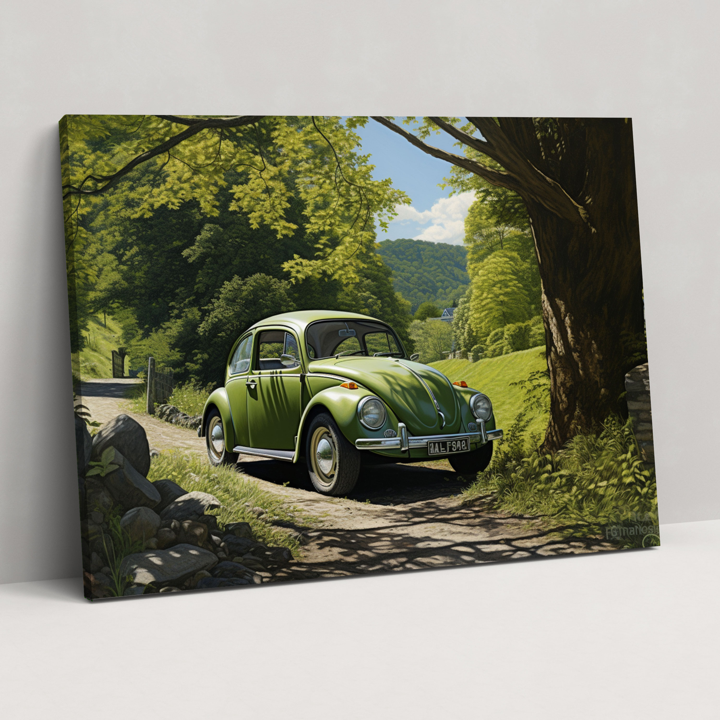 Volkswagen Beetle Wall Decoration - Volkswagen Beetle, Wall Decoration, Countryside, Photorealistic Painting