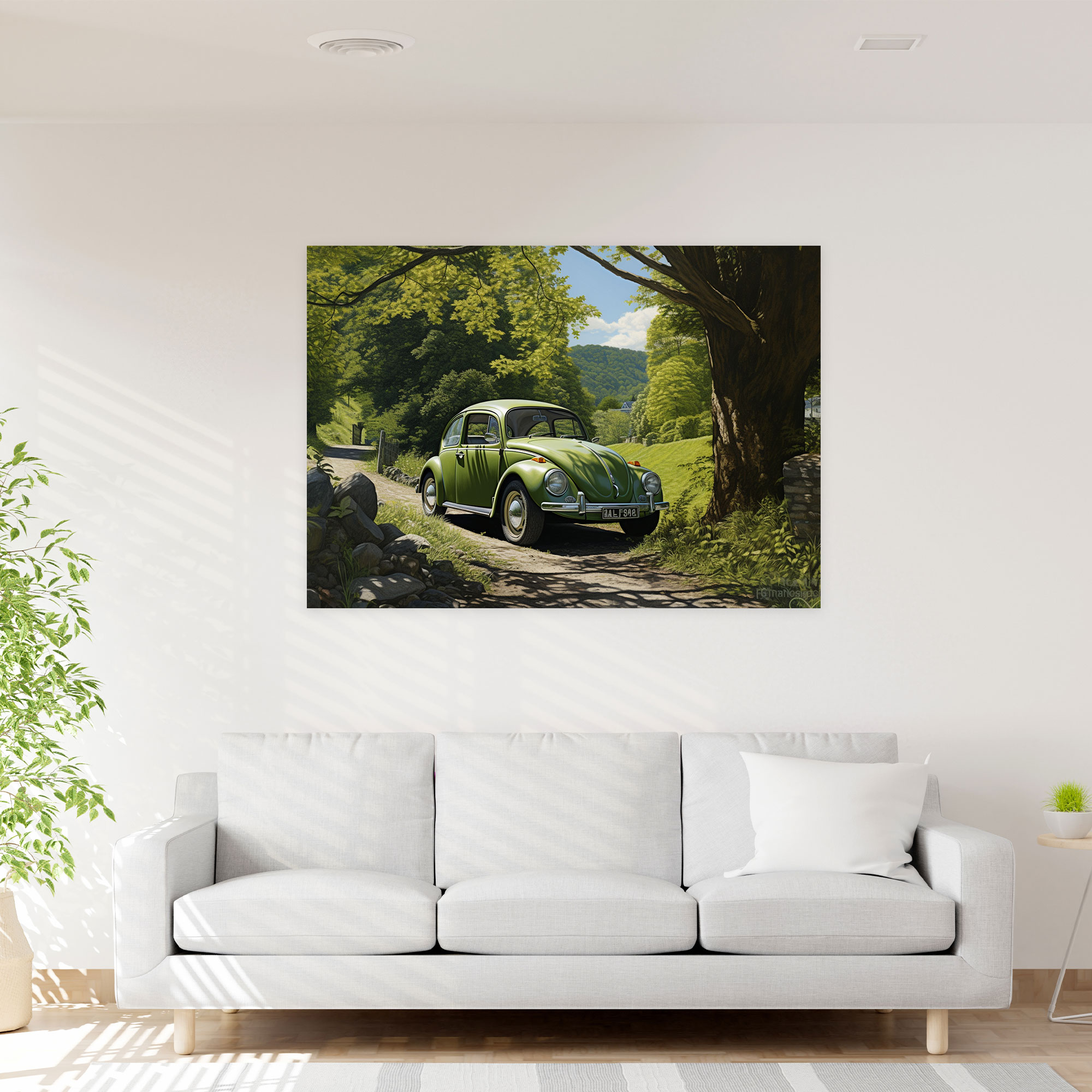 Volkswagen Beetle Wall Decoration - Volkswagen Beetle, Wall Decoration, Countryside, Photorealistic Painting